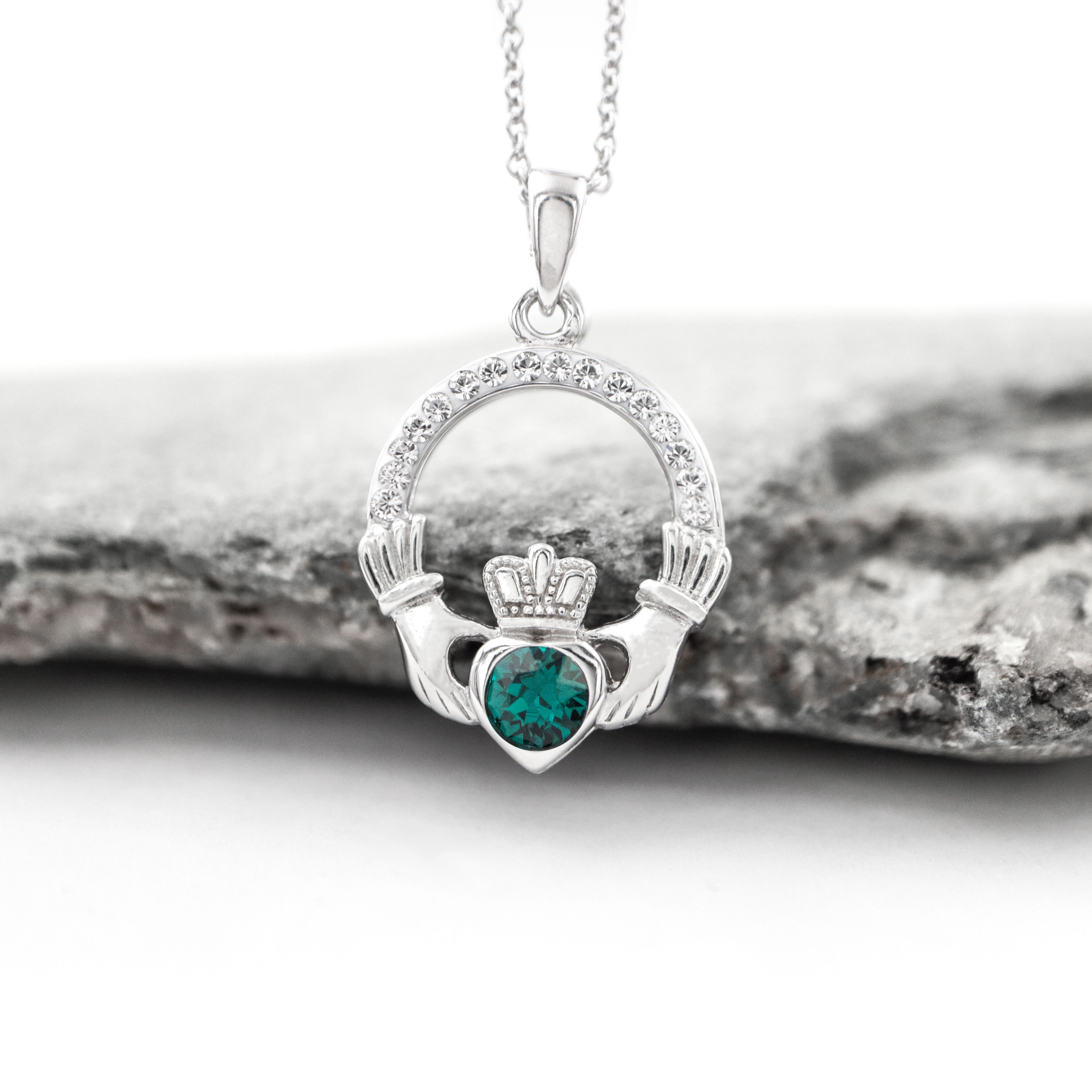 Claddagh Birthstone Necklace