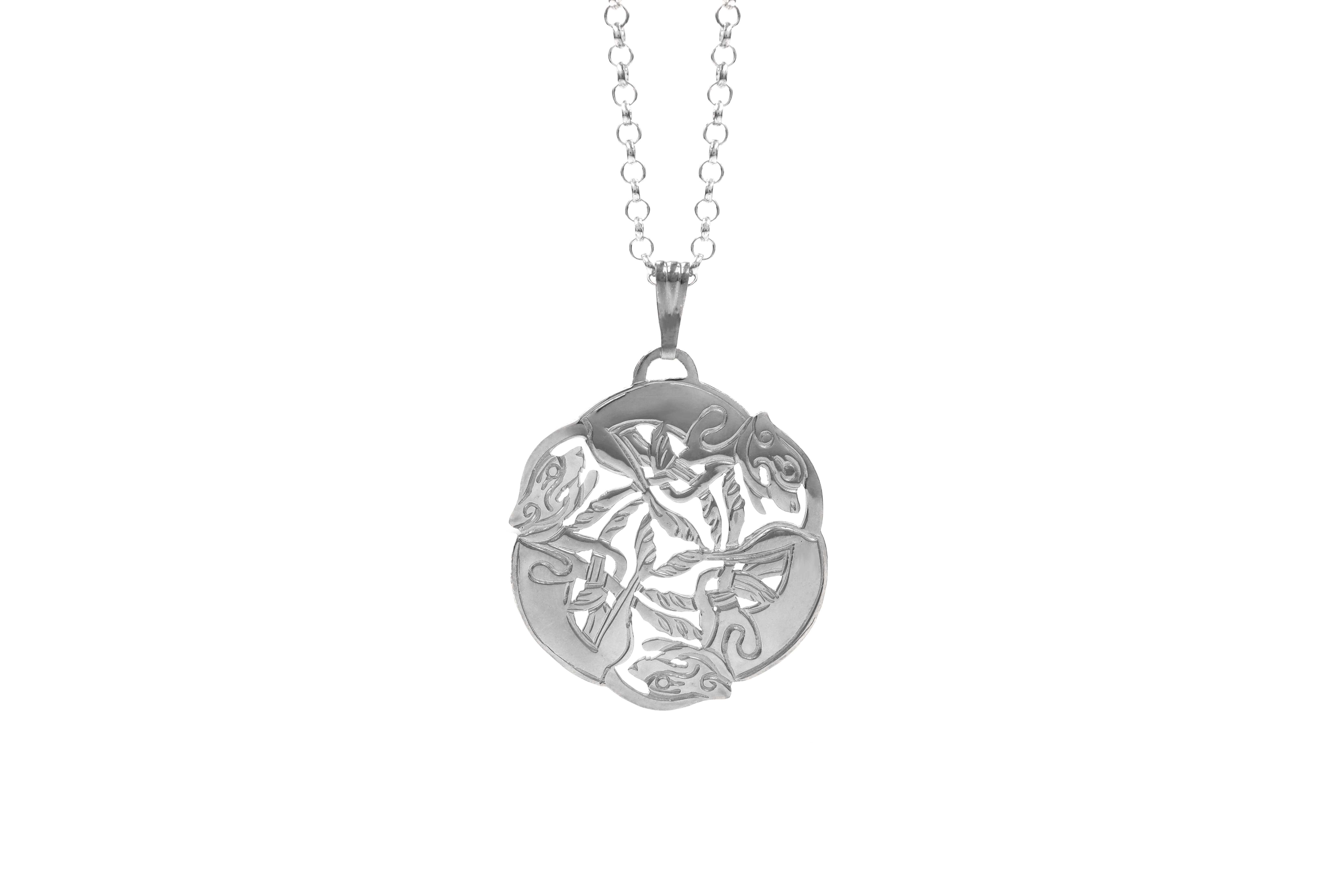 Medium Sized Gorgeous Sterling Silver Book of Kells Necklace For Women