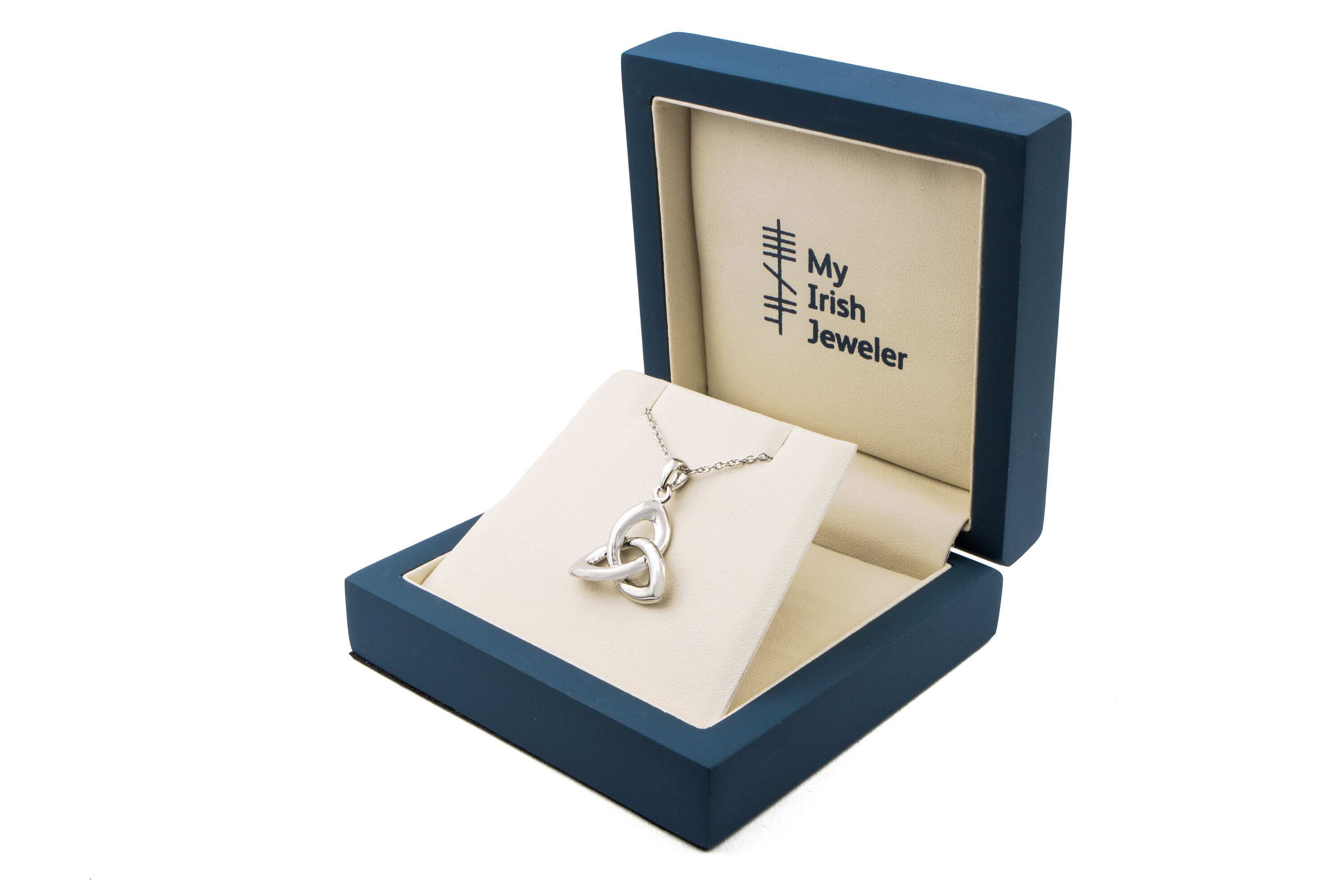 Medium Sized Striking Sterling Silver Trinity Knot Necklace For Women