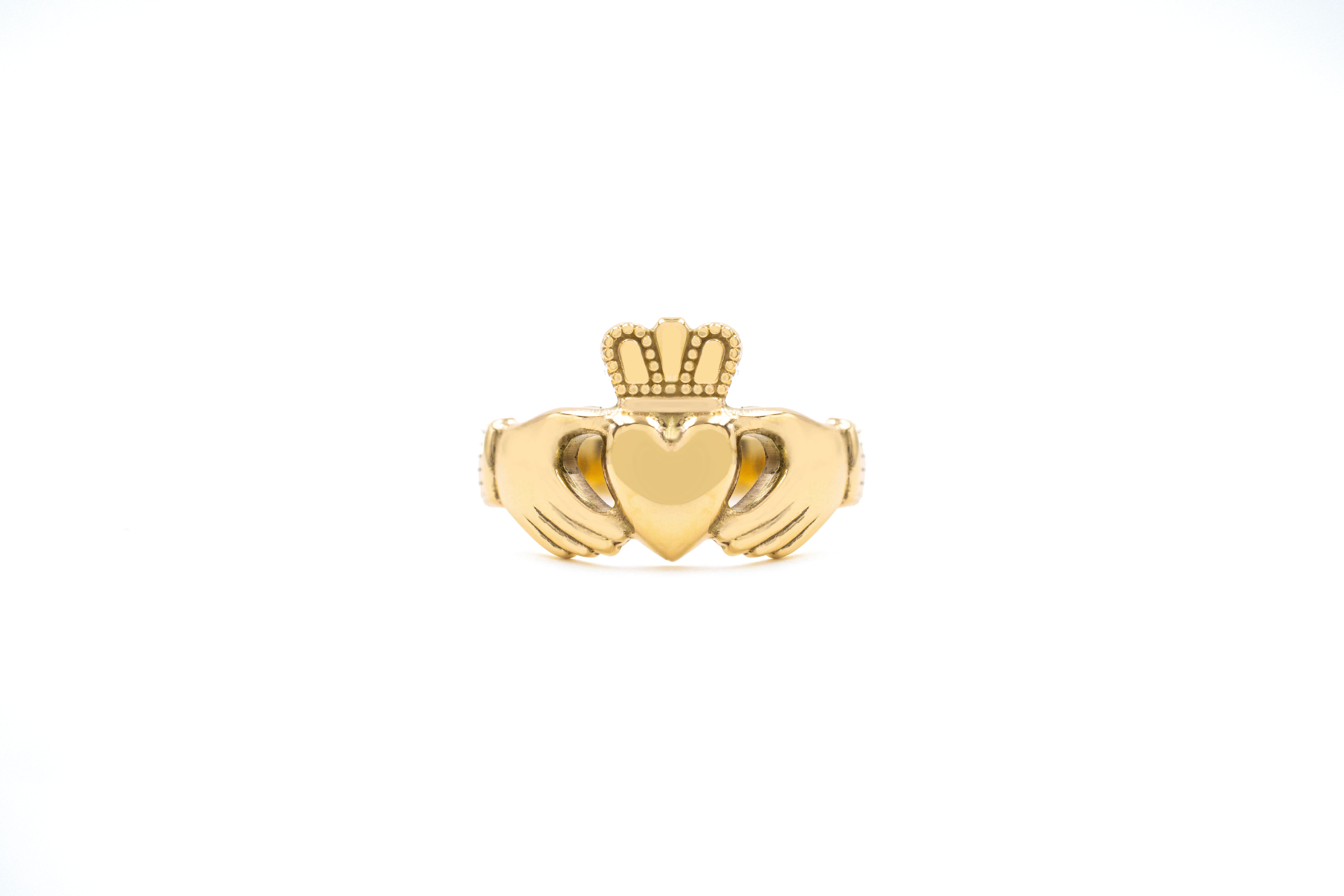 Genuine Yellow Gold Claddagh 3.0mm Ring For Men