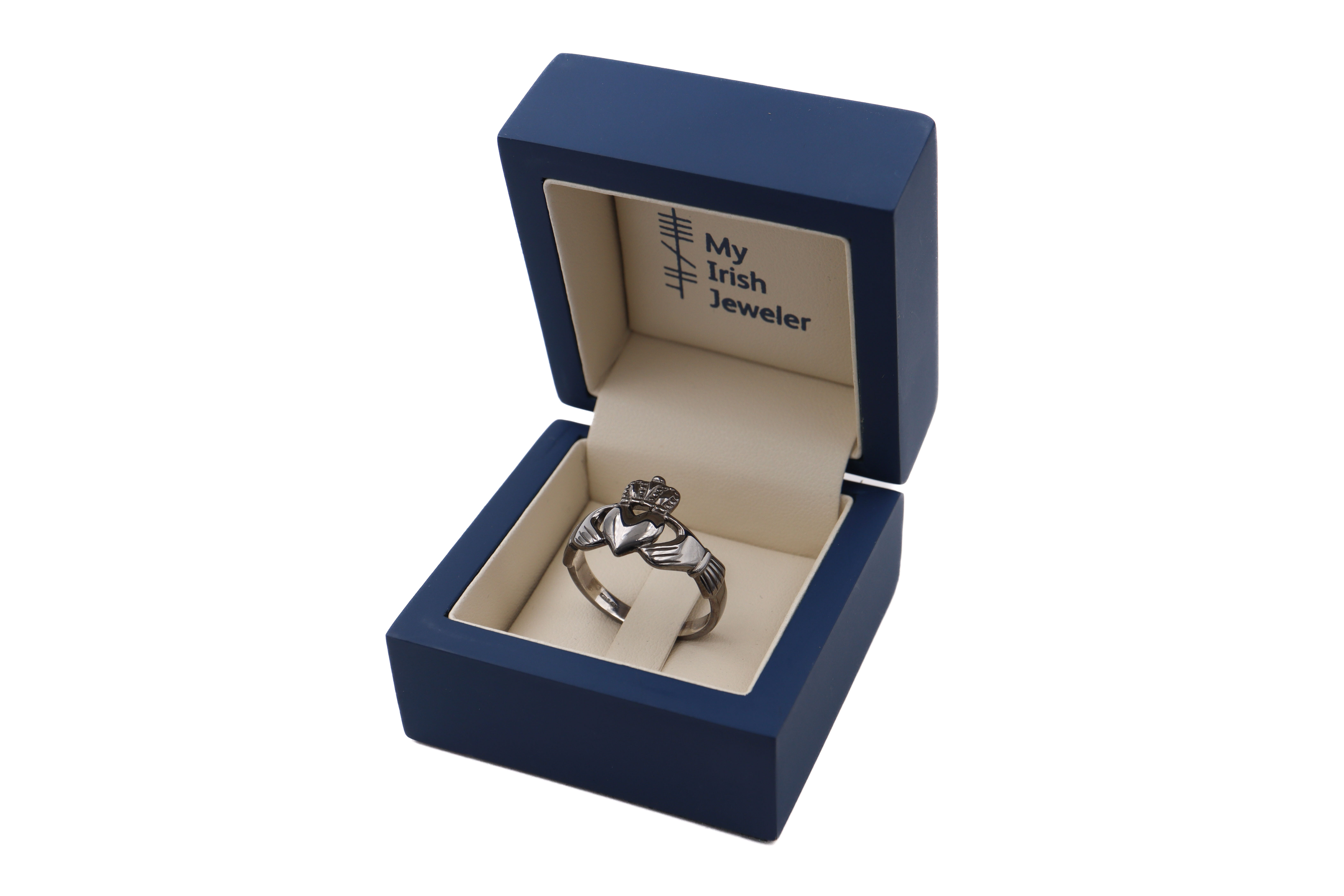 Black Rhodium Sterling Silver Claddagh Gift Set. In Luxury Packaging.