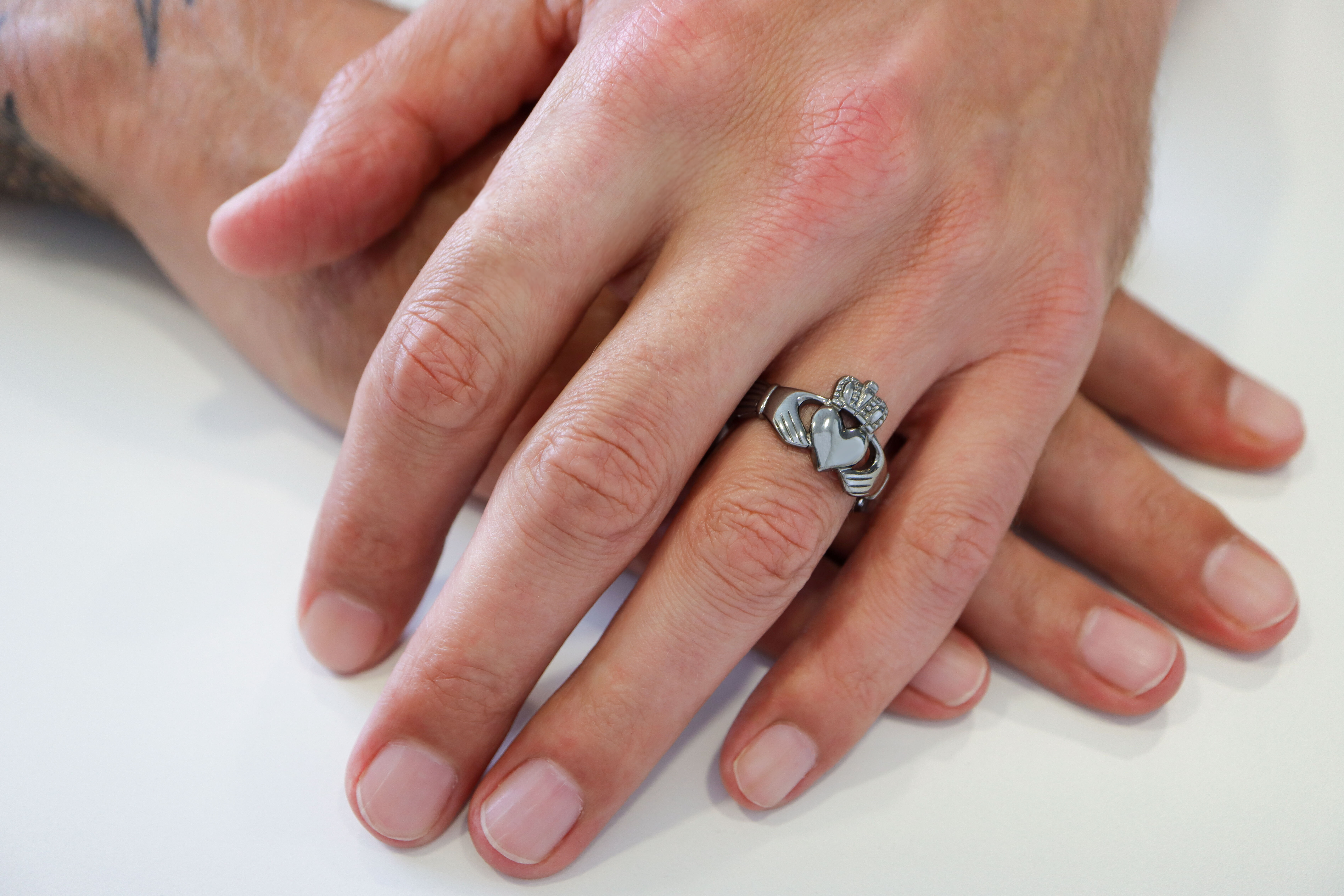 Authentic Sterling Silver Claddagh Gift Set With a Black Rhodium Finish - Model Photo