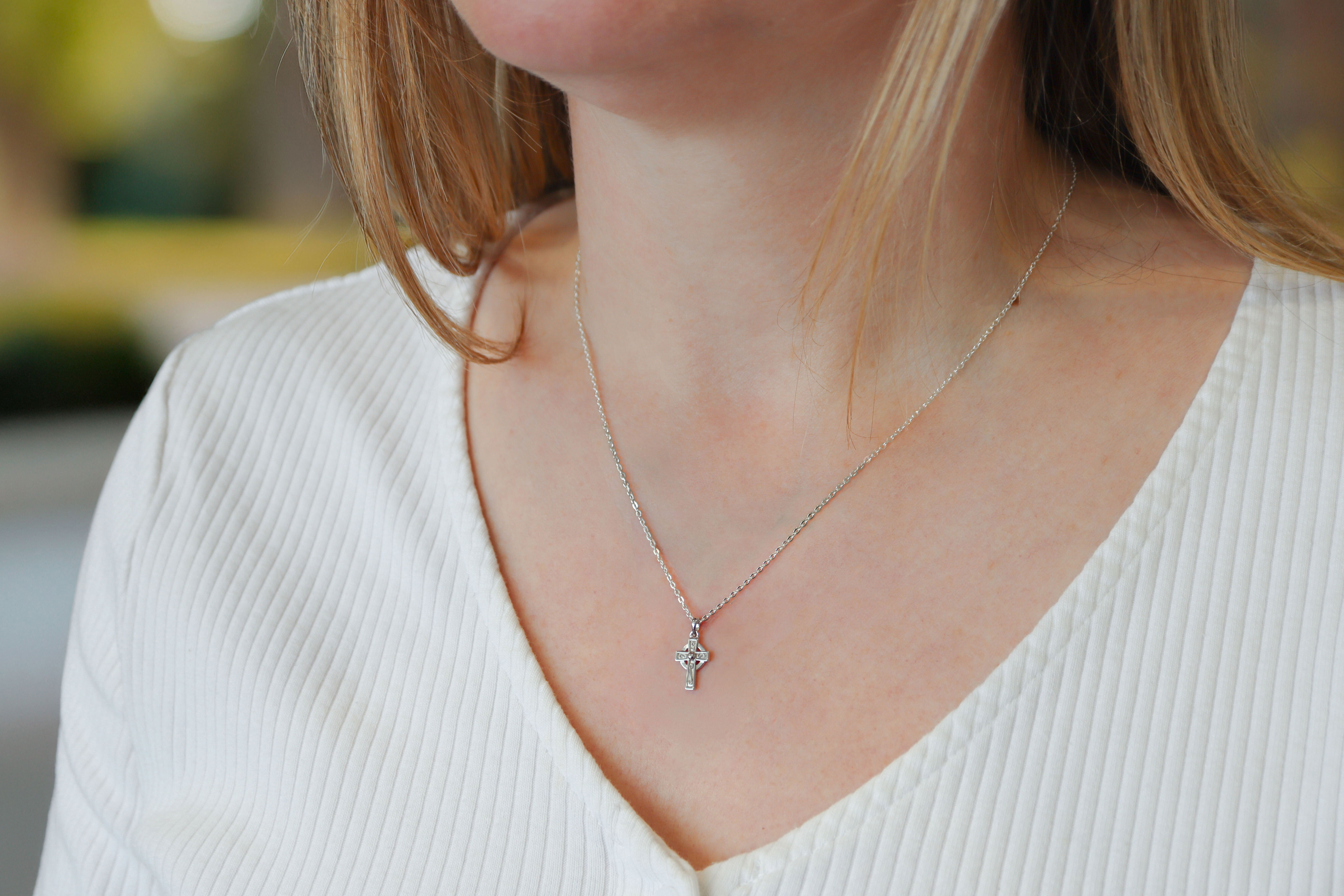 Mini Celtic Cross Necklace Sku 23667 ladies model