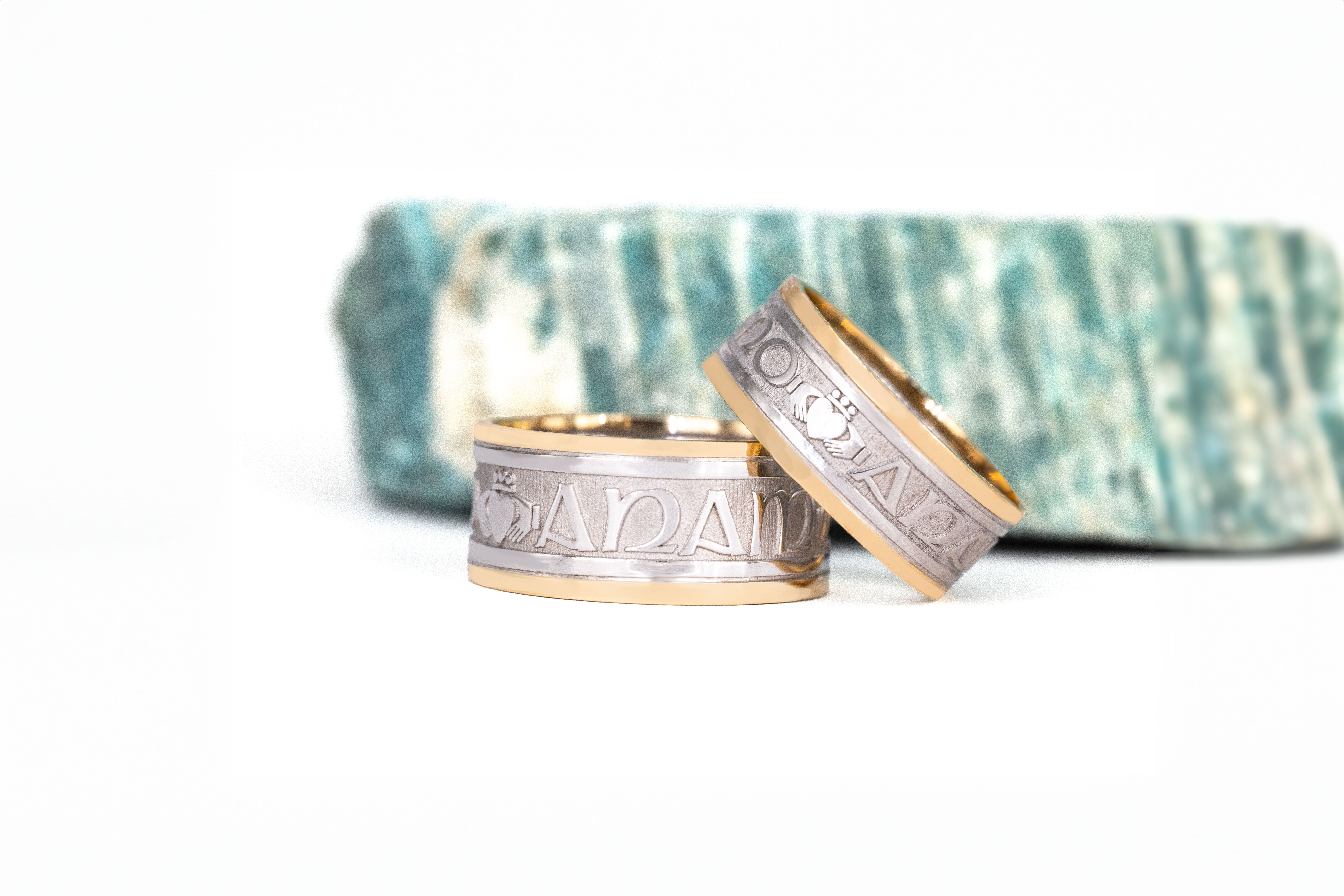 Genuine Sterling Silver & 10K Yellow Gold Mo Anam Cara & Gaelic 9.0mm Ring For Women