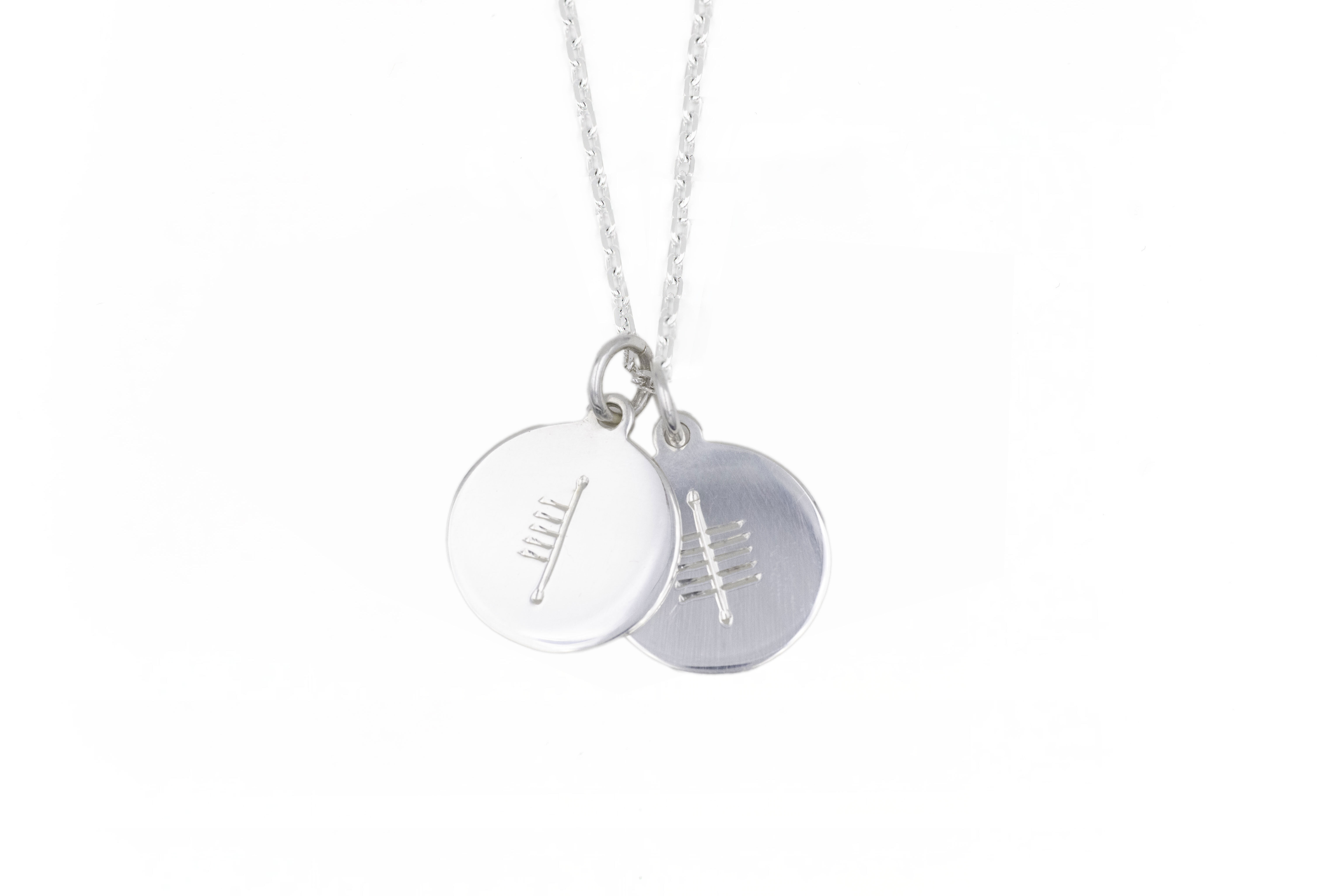 Ogham Necklace - Two discs hand engraved with letters Q and I