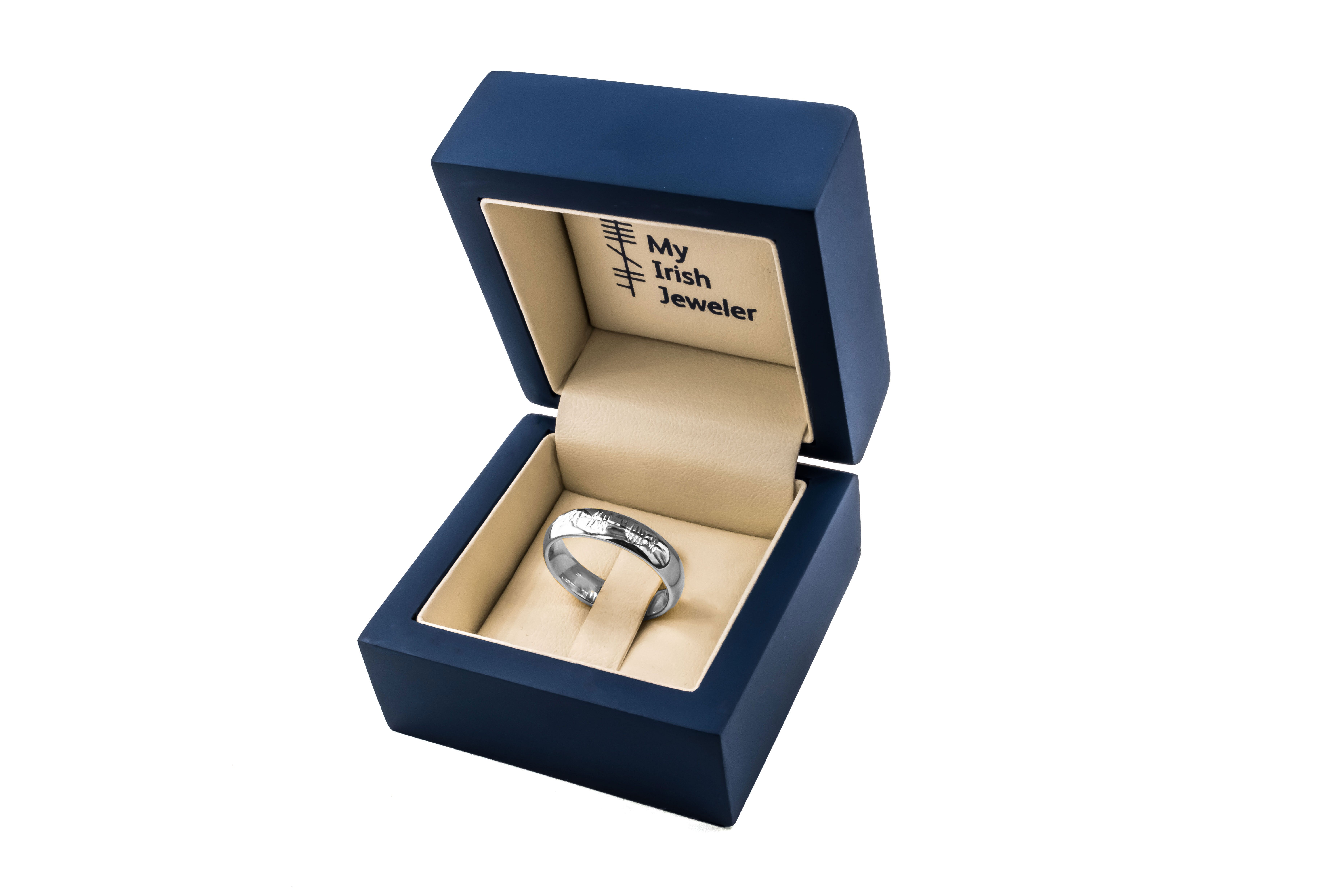 Engravable Sterling Silver Ogham Wedding Ring For Women