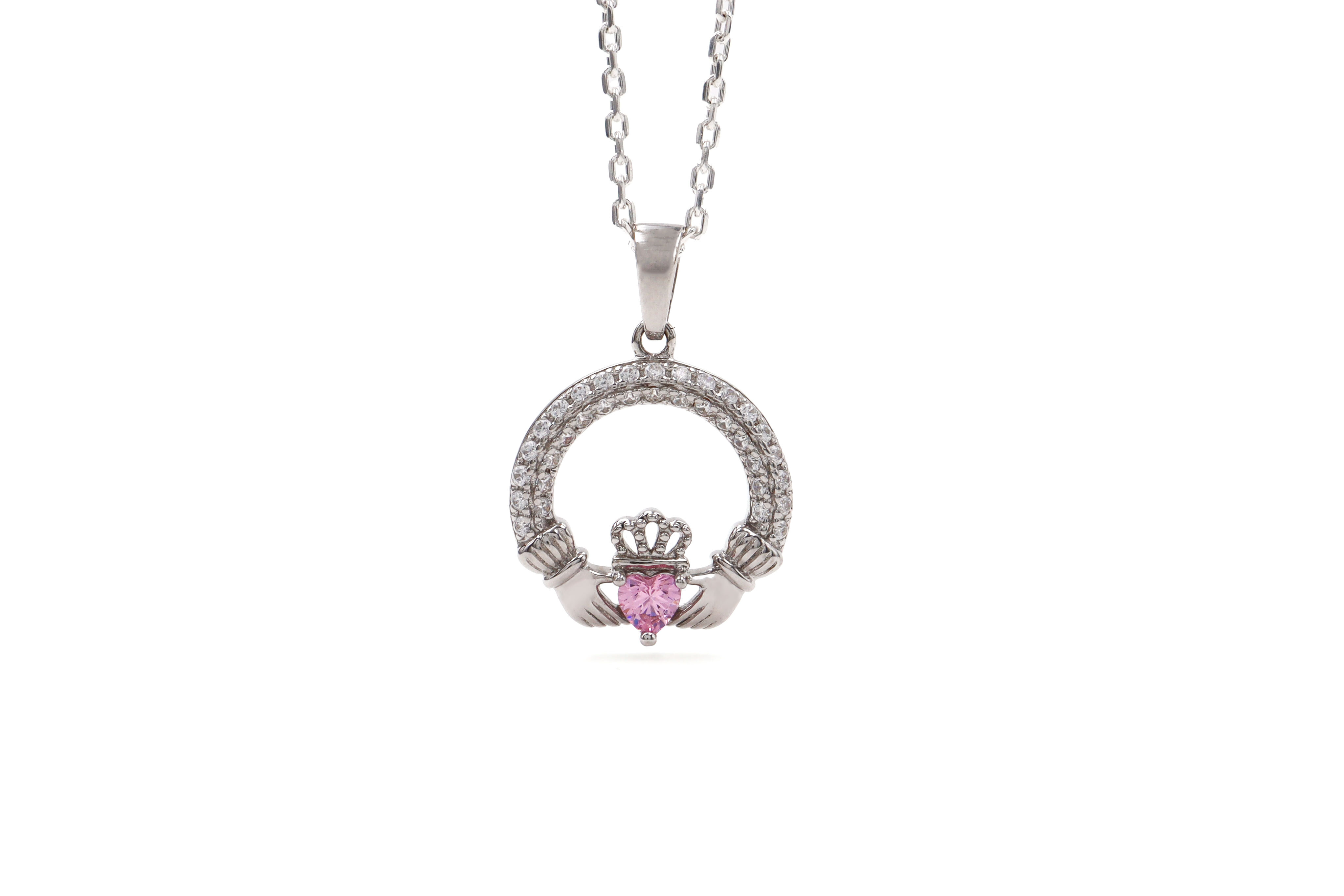 Womens October Birthstone Necklace in Sterling Silver