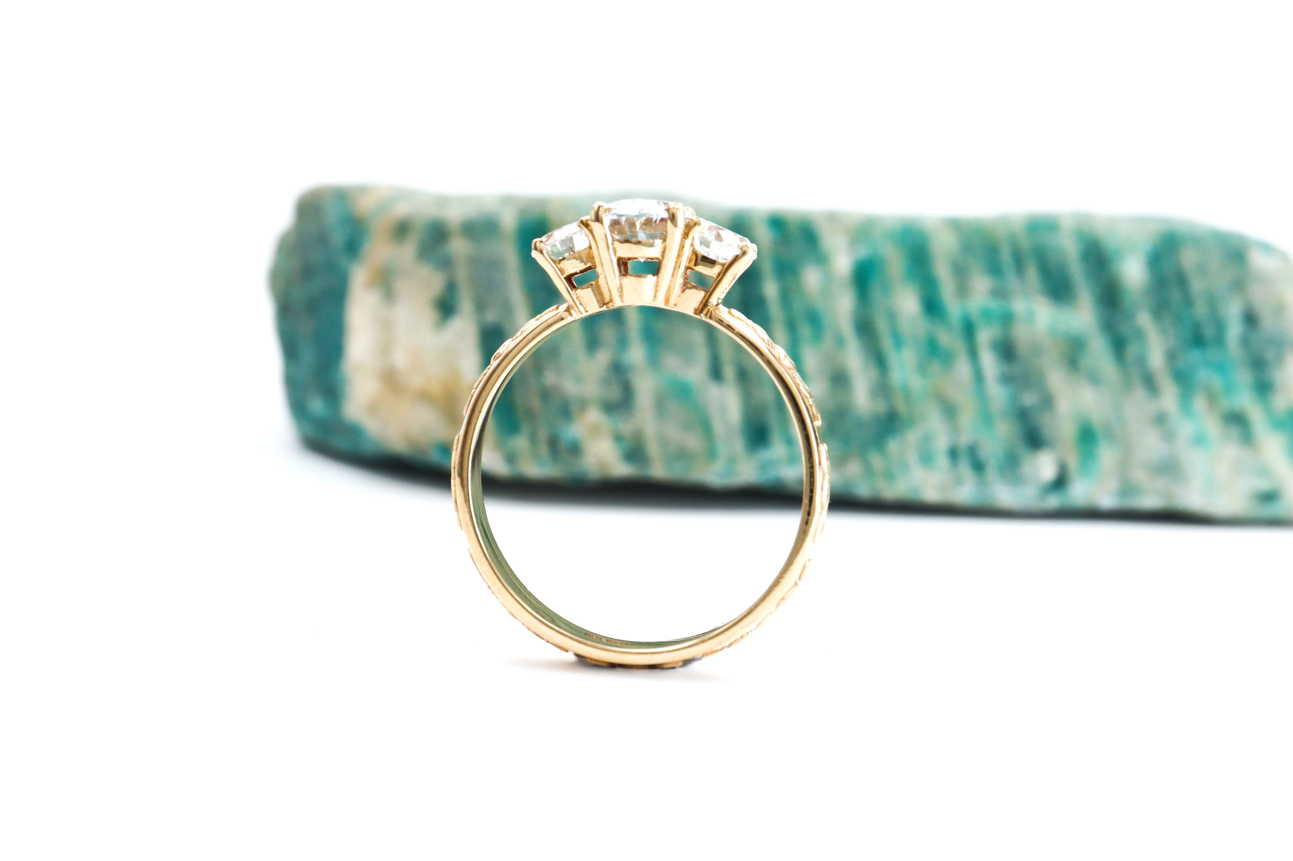 Real Yellow Gold Claddagh 3.6mm Ring With a Polished Finish For Women. Side View.