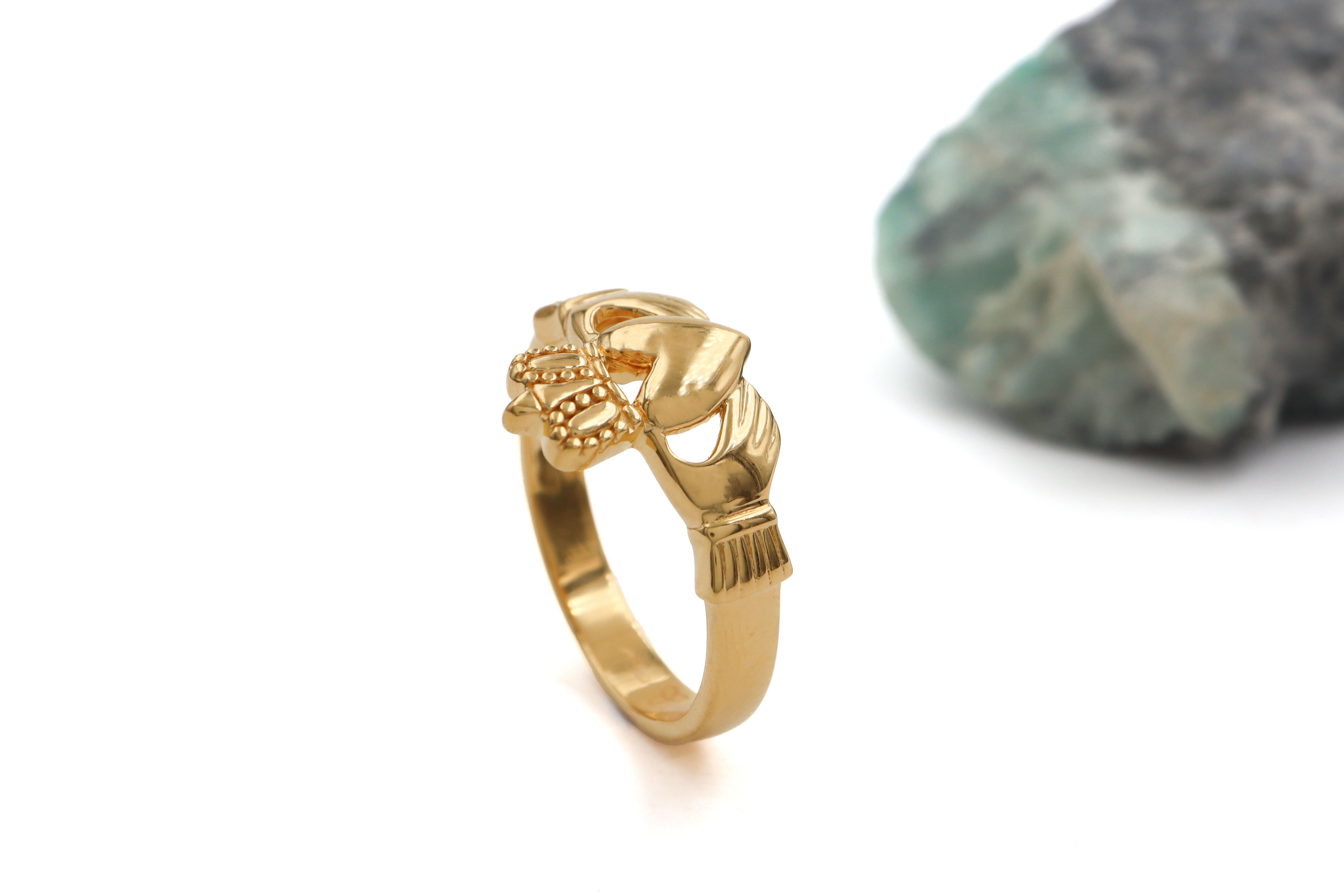 New Gents Gold Vermeil Claddagh Ring Sku 25199 side 2