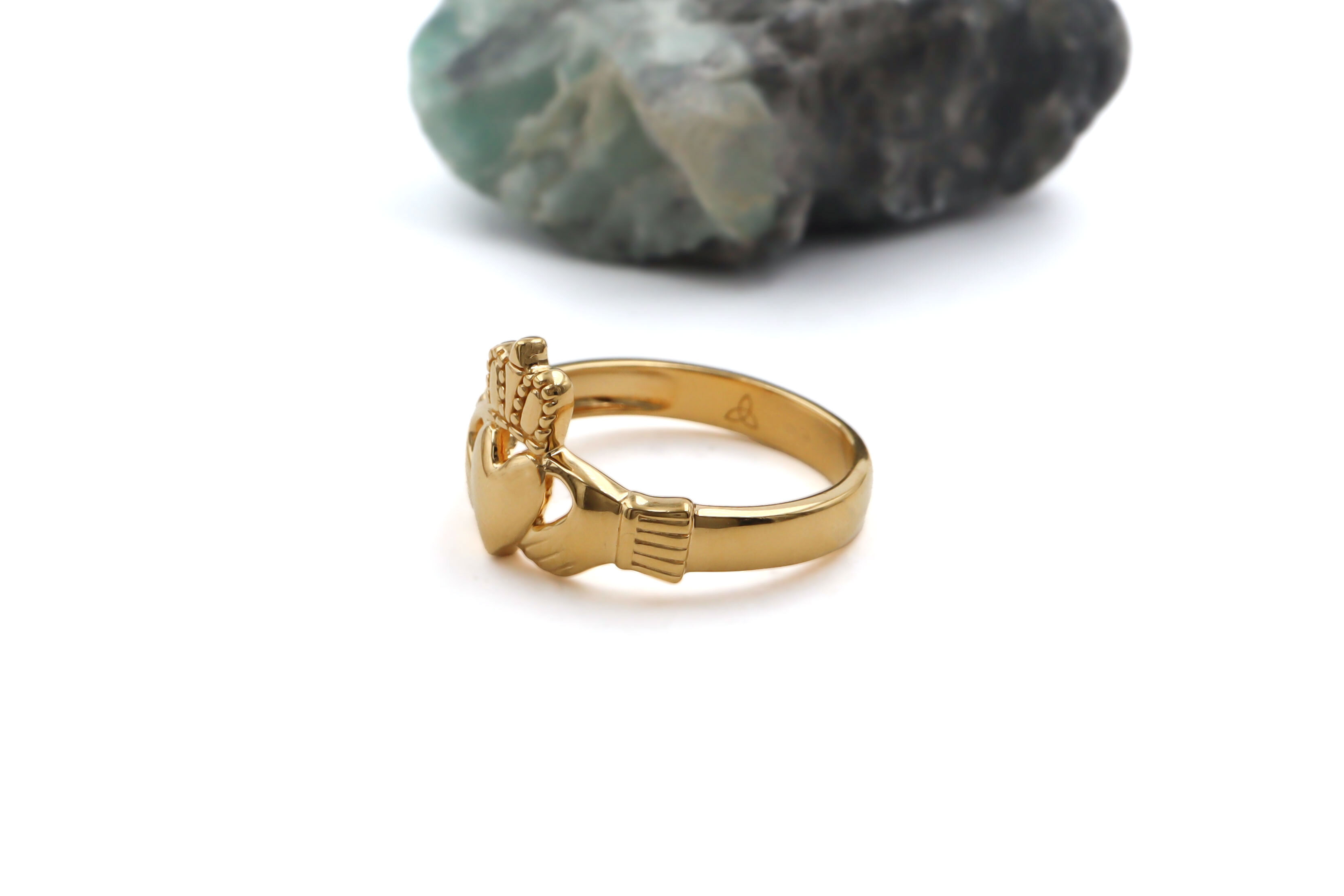 New Gents Gold Vermeil Claddagh Ring Sku 25199 side