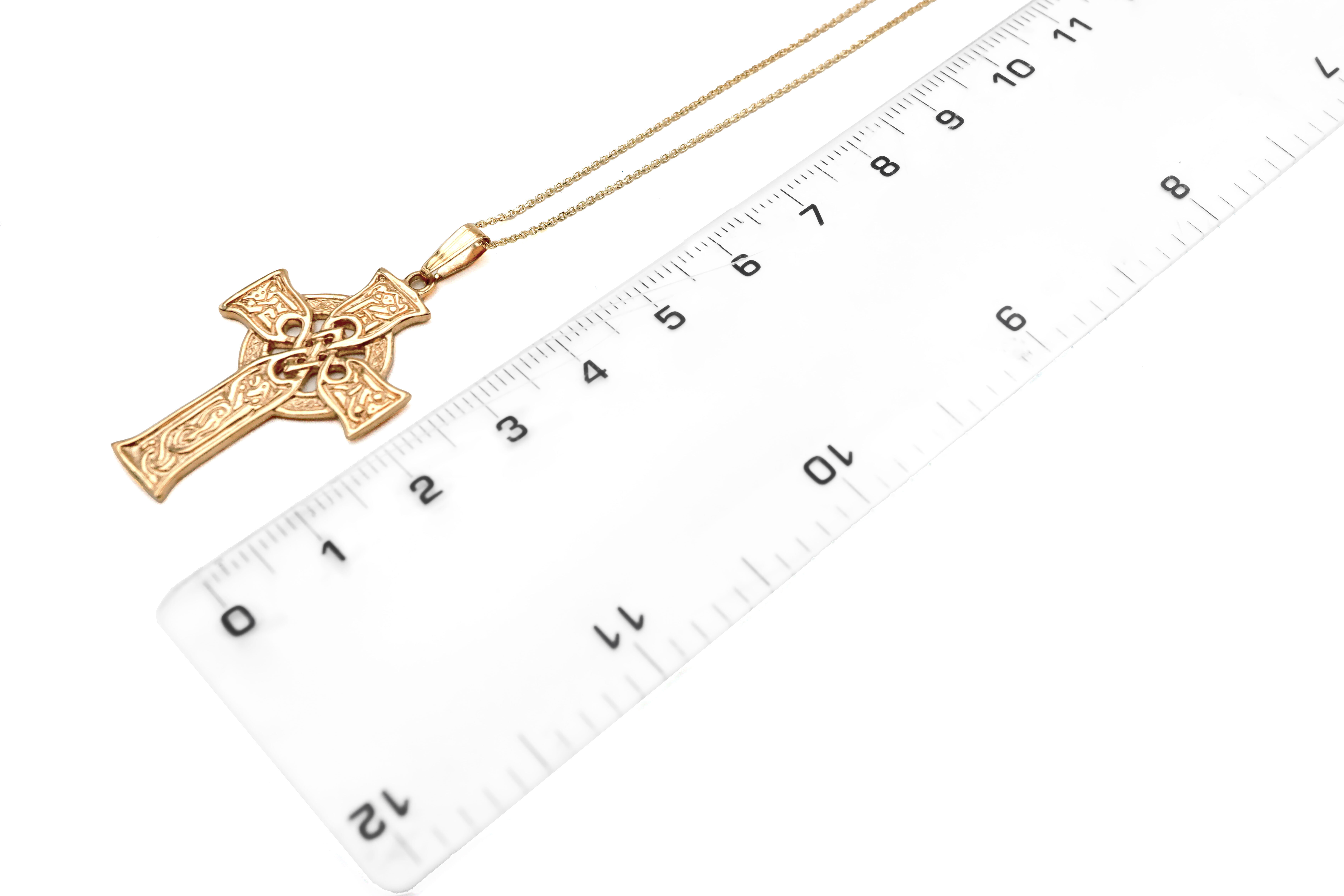 Luxurious 14K Yellow Gold Celtic Cross Necklace