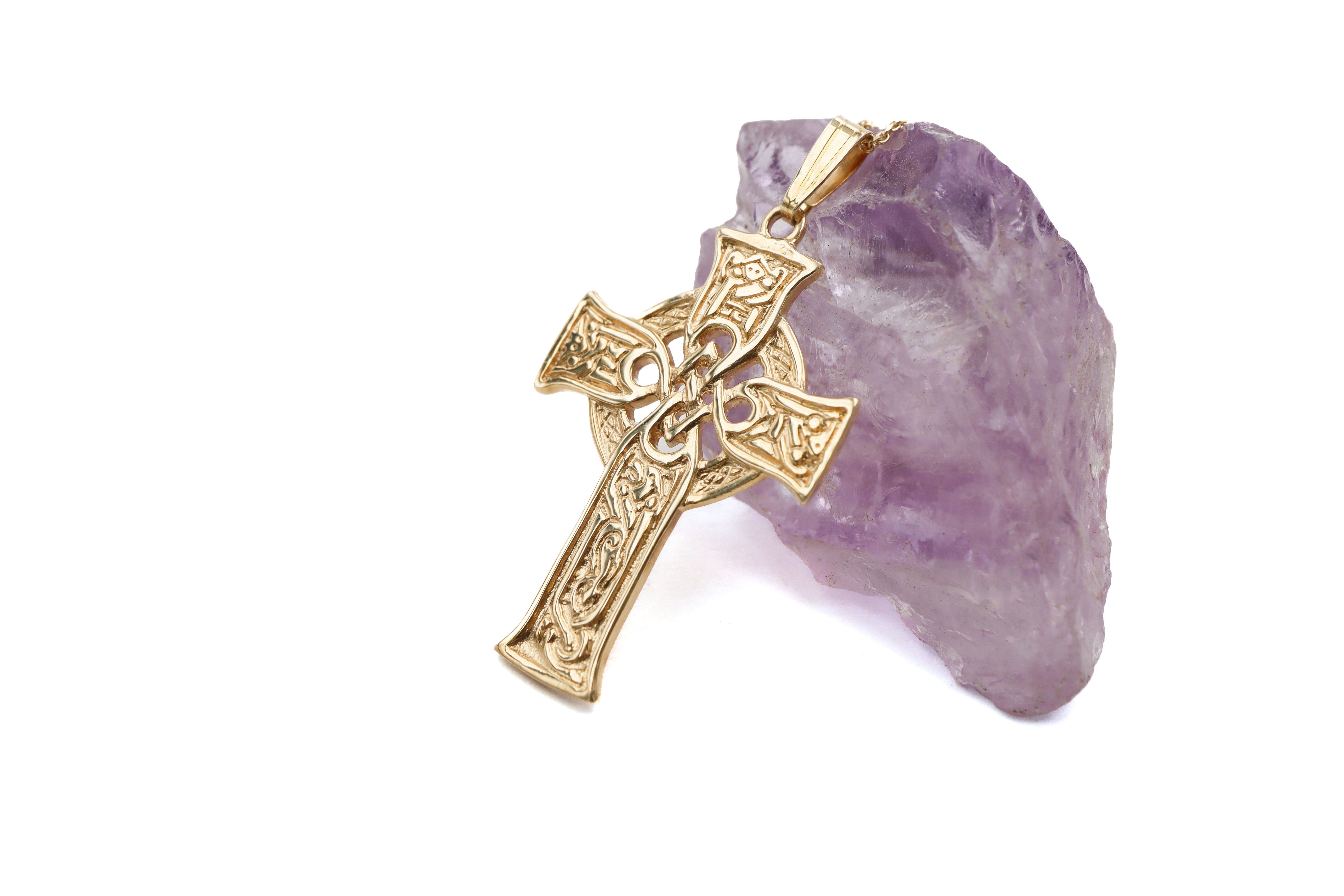 14K Yellow Gold Celtic Cross Necklace