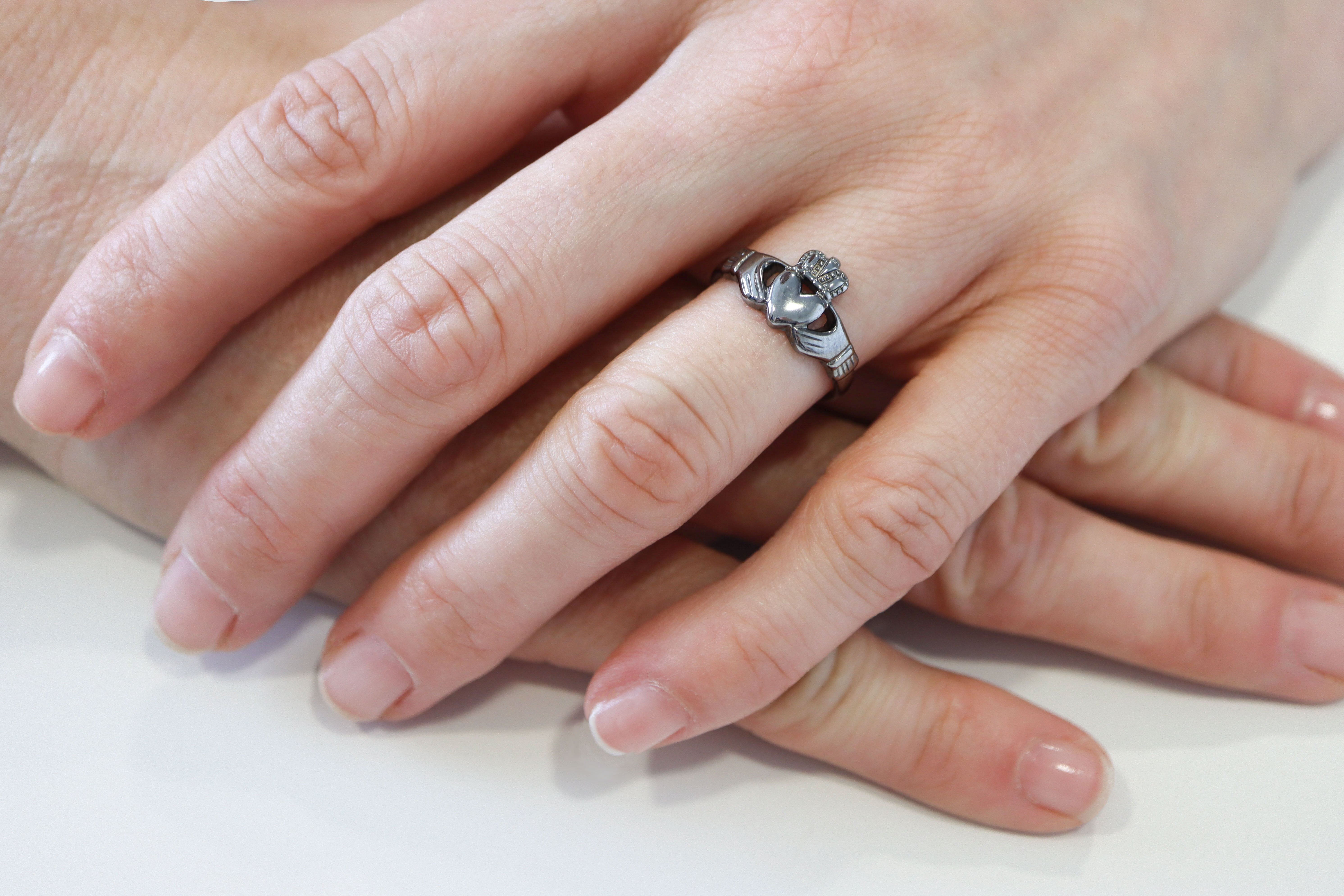 Gorgeous Sterling Silver Claddagh Gift Set With a Black Rhodium Finish - Model Photo