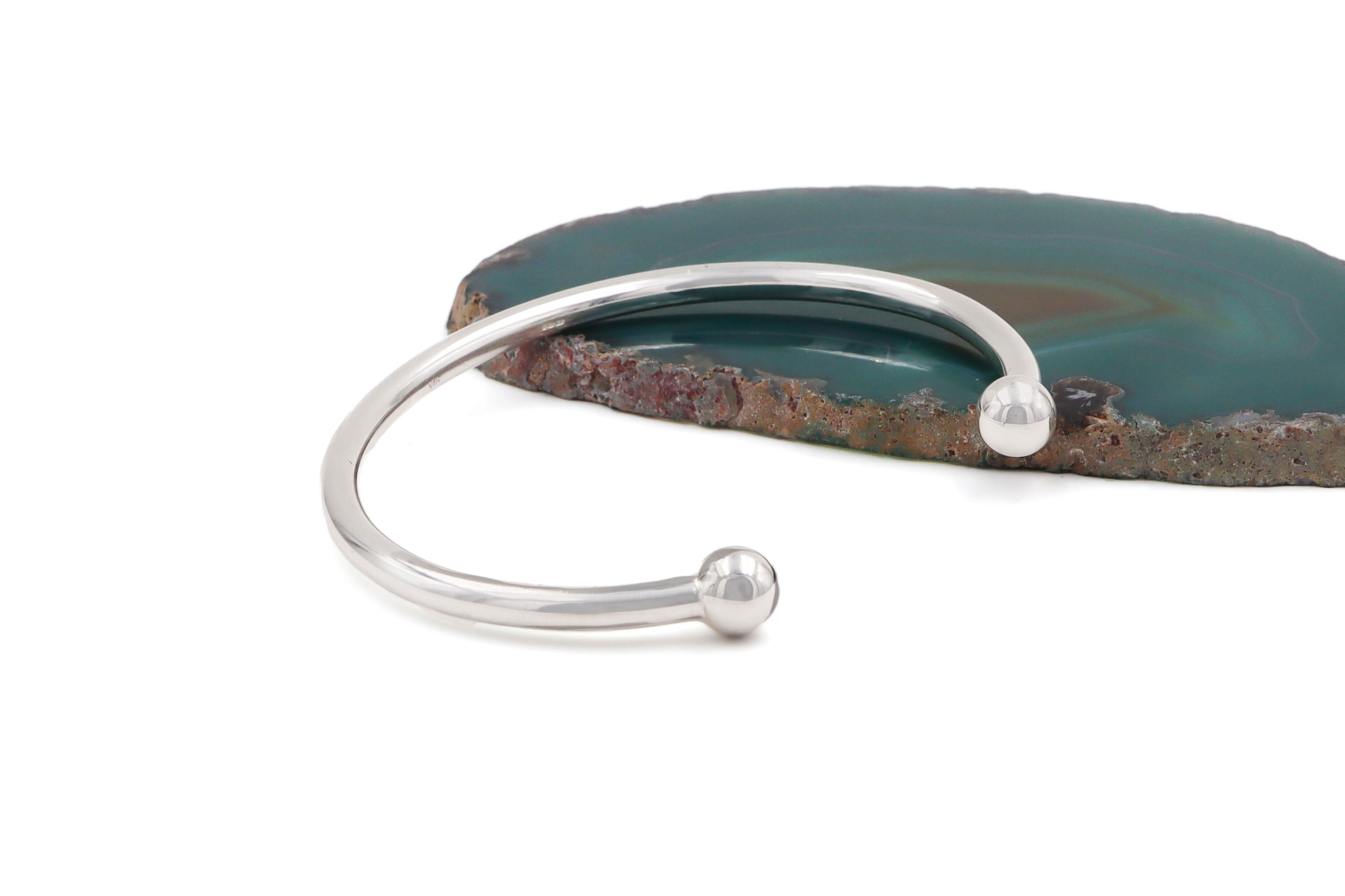 Genuine Sterling Silver Gaelic Bangle. Side View.