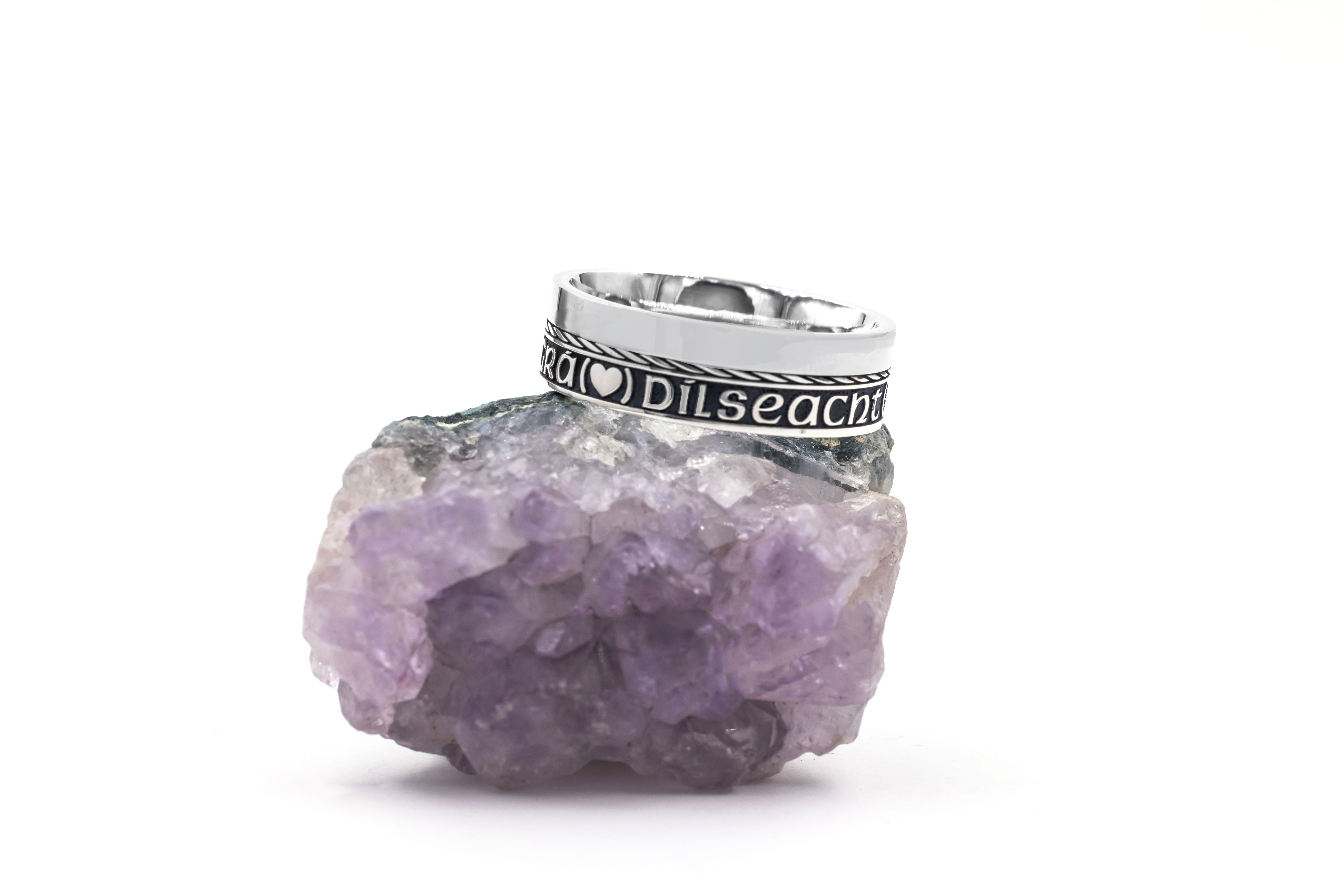 Striking Sterling Silver Gaelic Wedding Ring With a Oxidised Finish