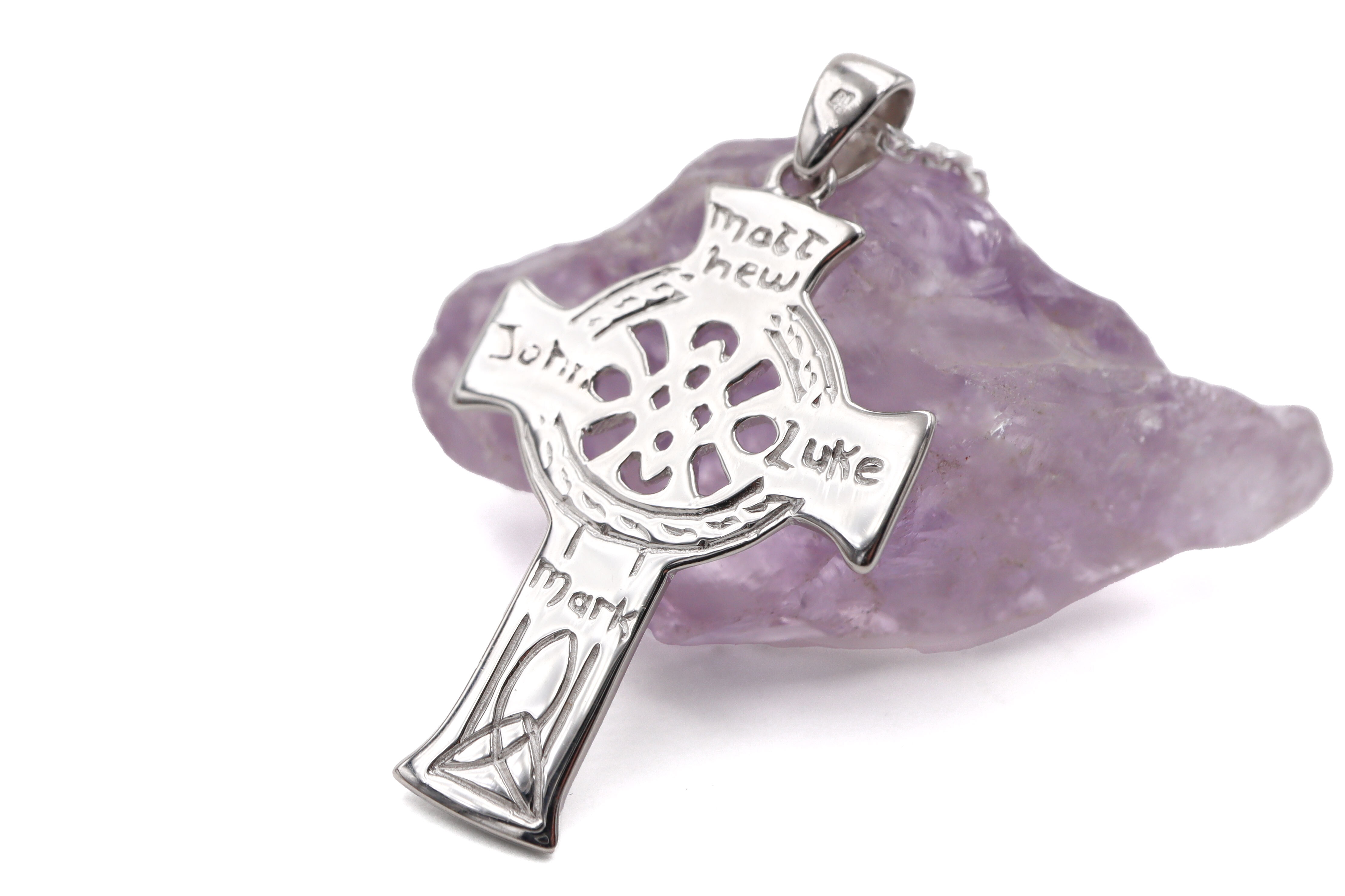 Sterling Silver Celtic Cross Necklace. Picture Of The Back.