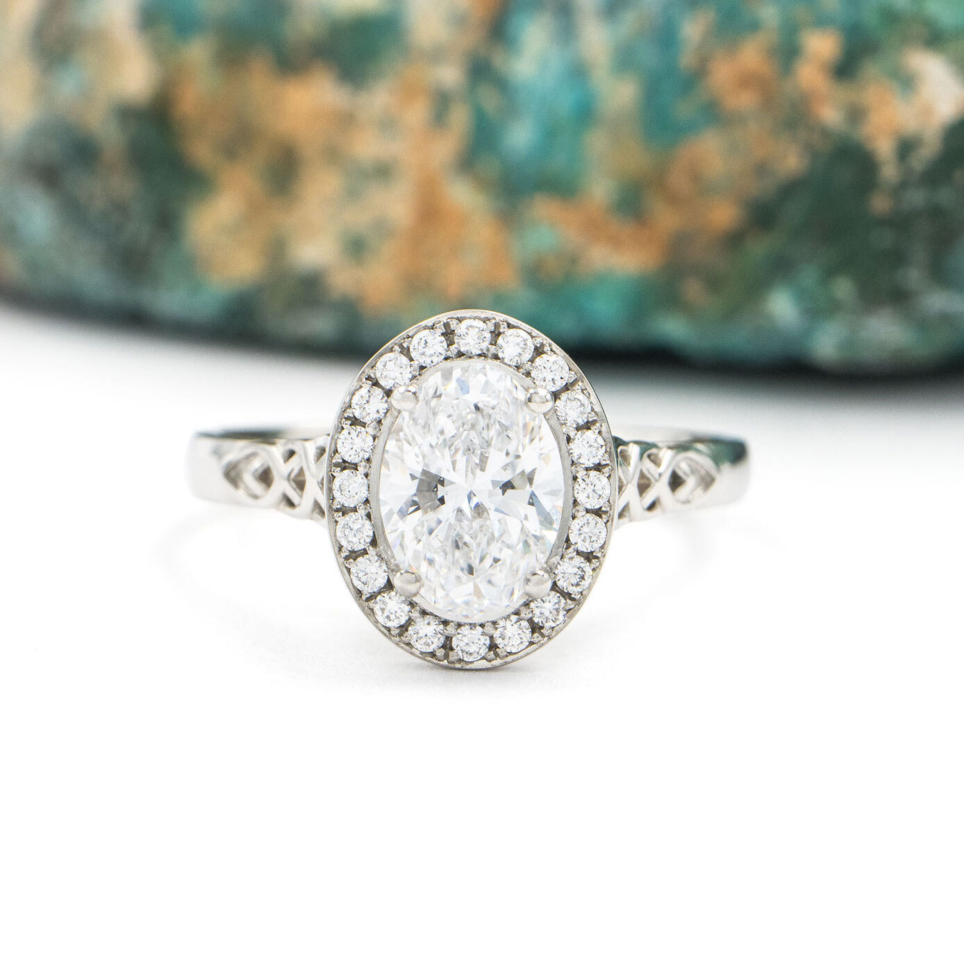 Oval Halo Celtic Knot Ring