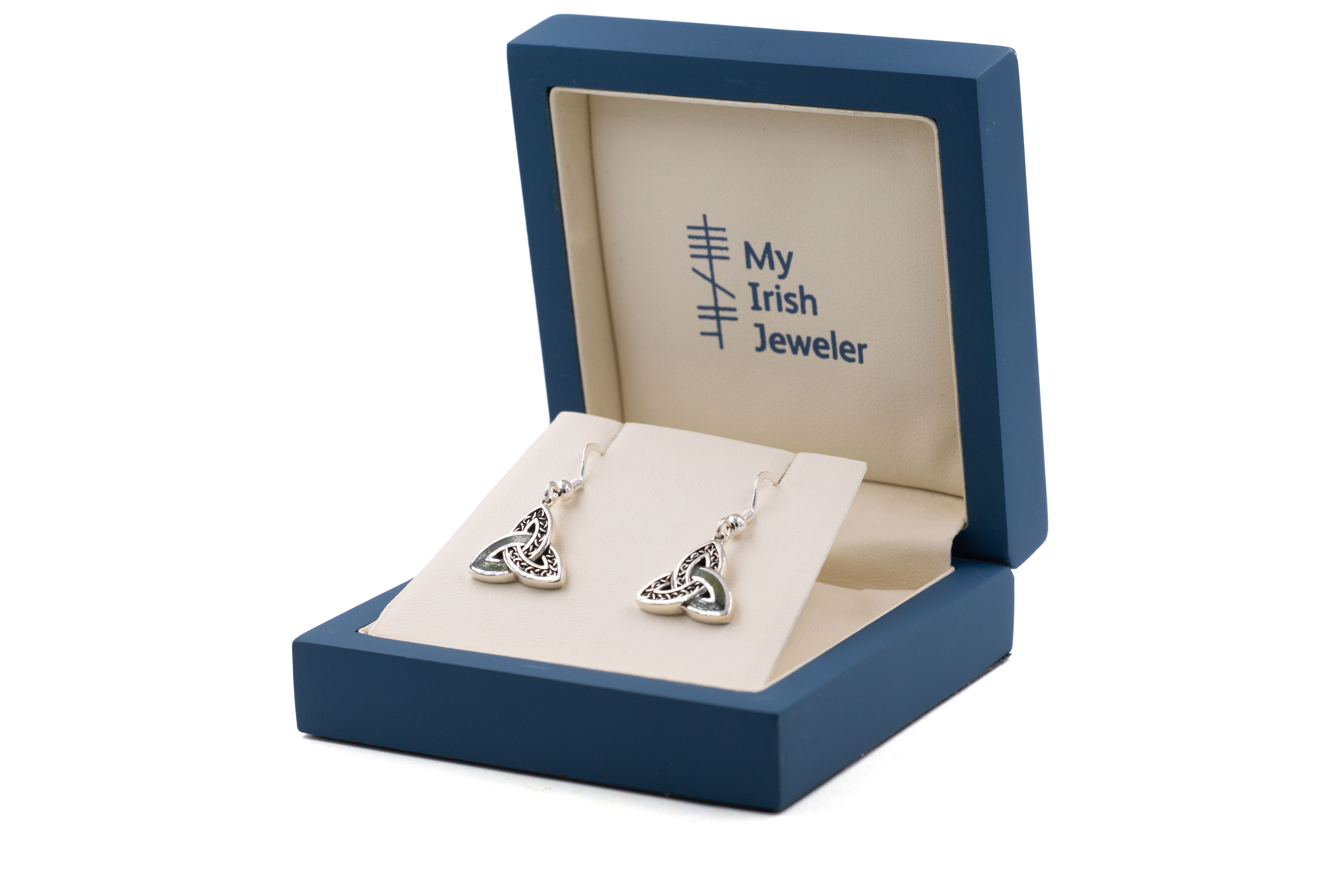 Gorgeous Sterling Silver Connemara Marble & Trinity Knot Gift Set For Women With a Oxidised Finish. In Luxury Packaging.