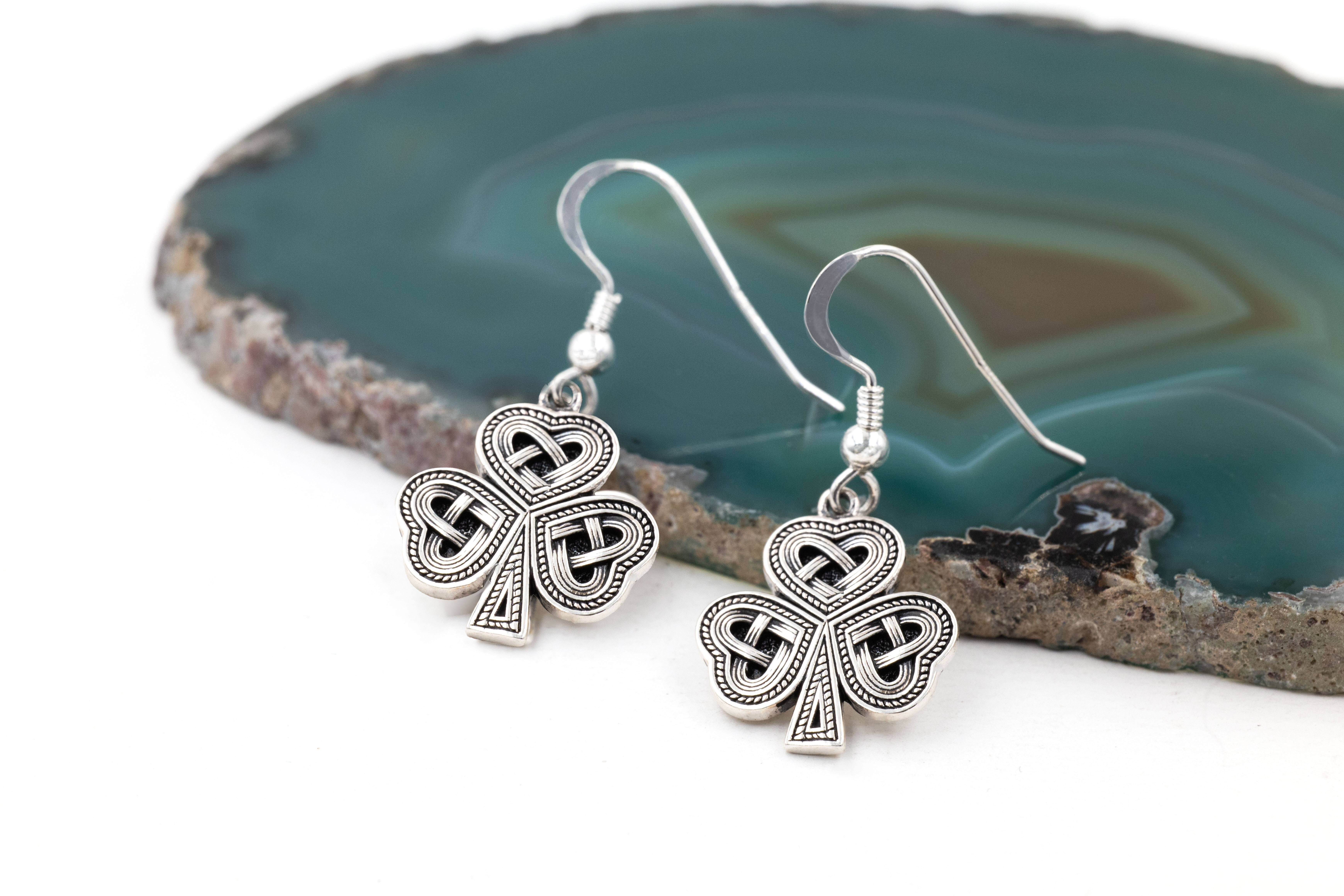 Womens Oxidised Sterling Silver Shamrock Gift Set