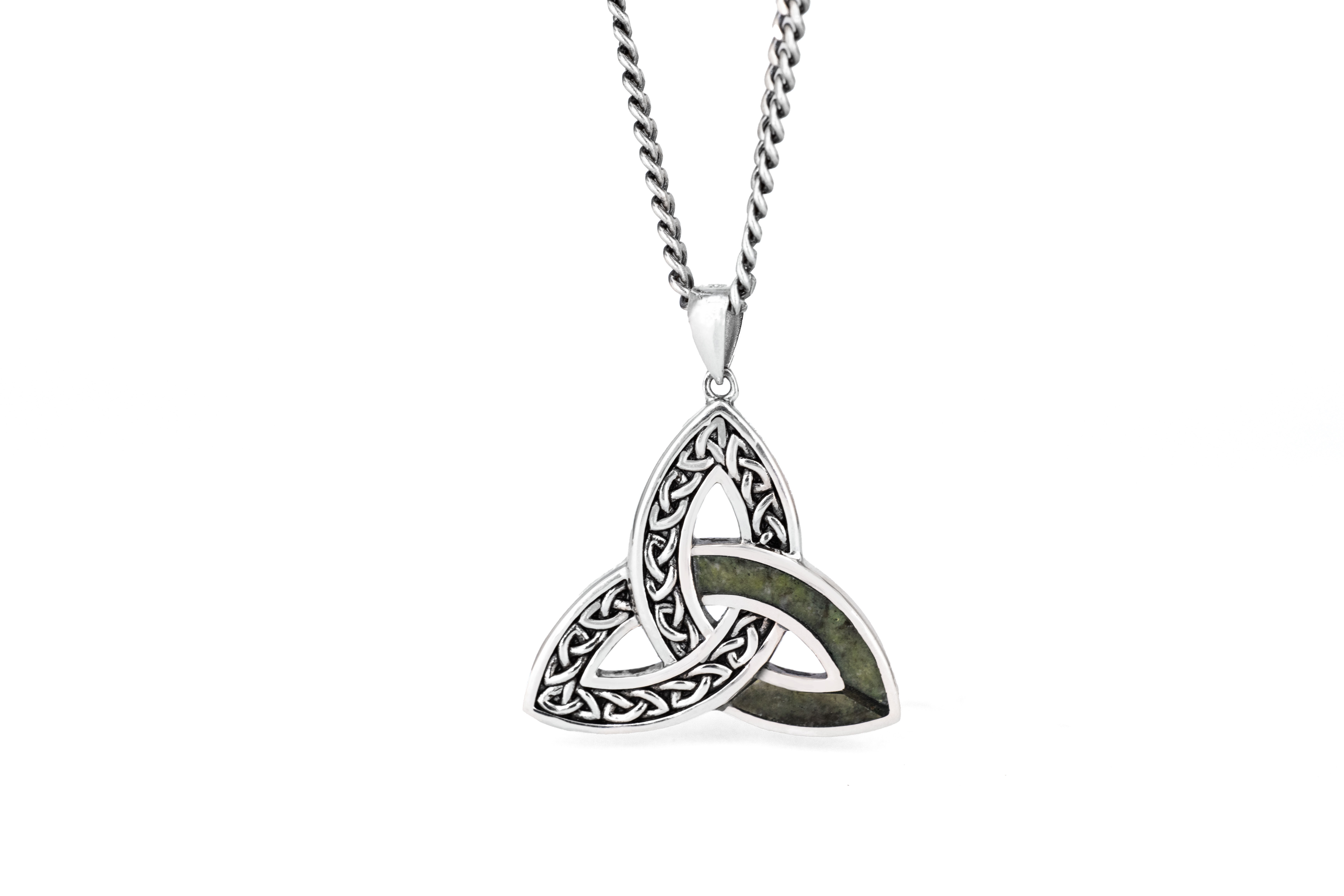 Large Oxidised Trinity Knot Necklace in Real Sterling Silver