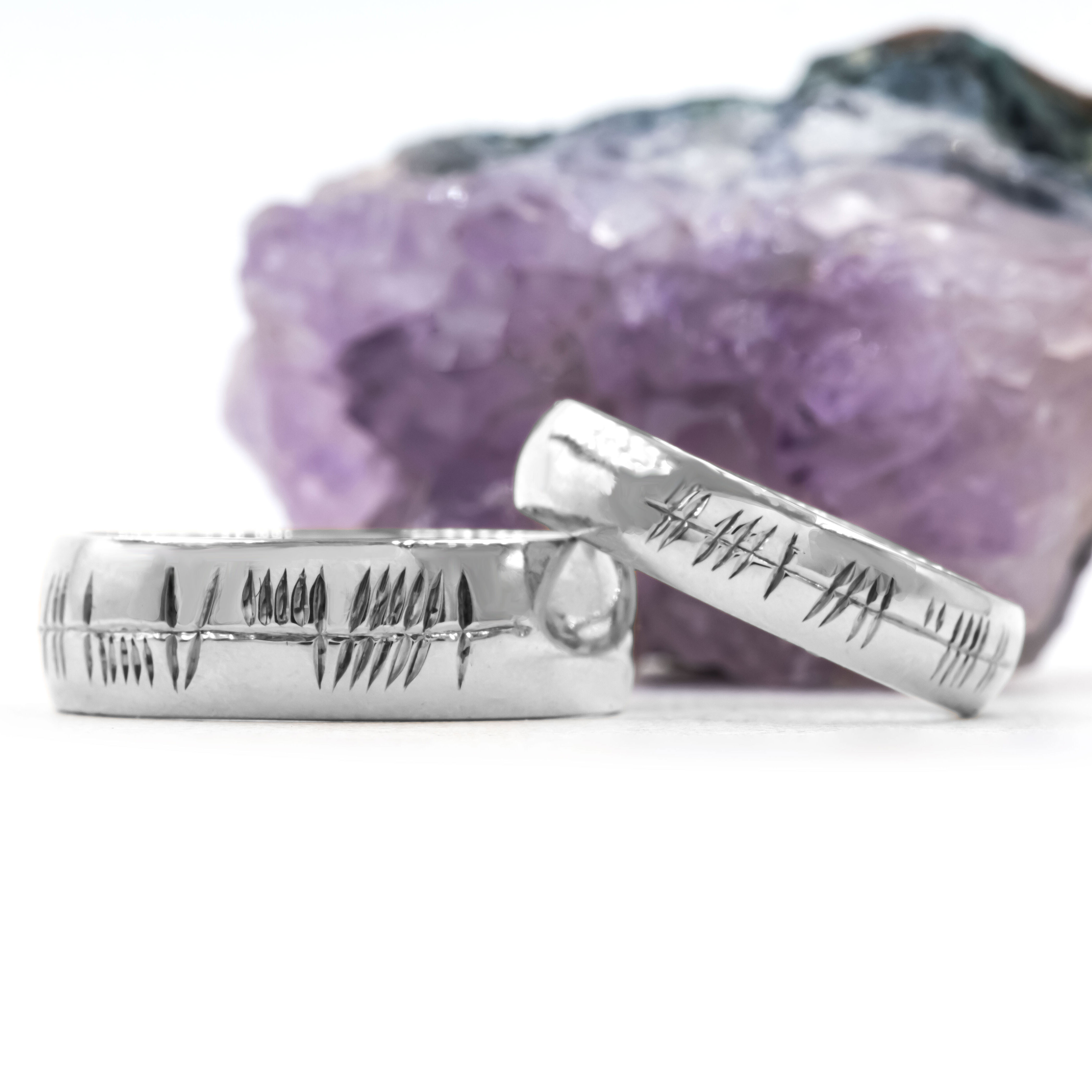 Personalised Ogham Couples Ring Set