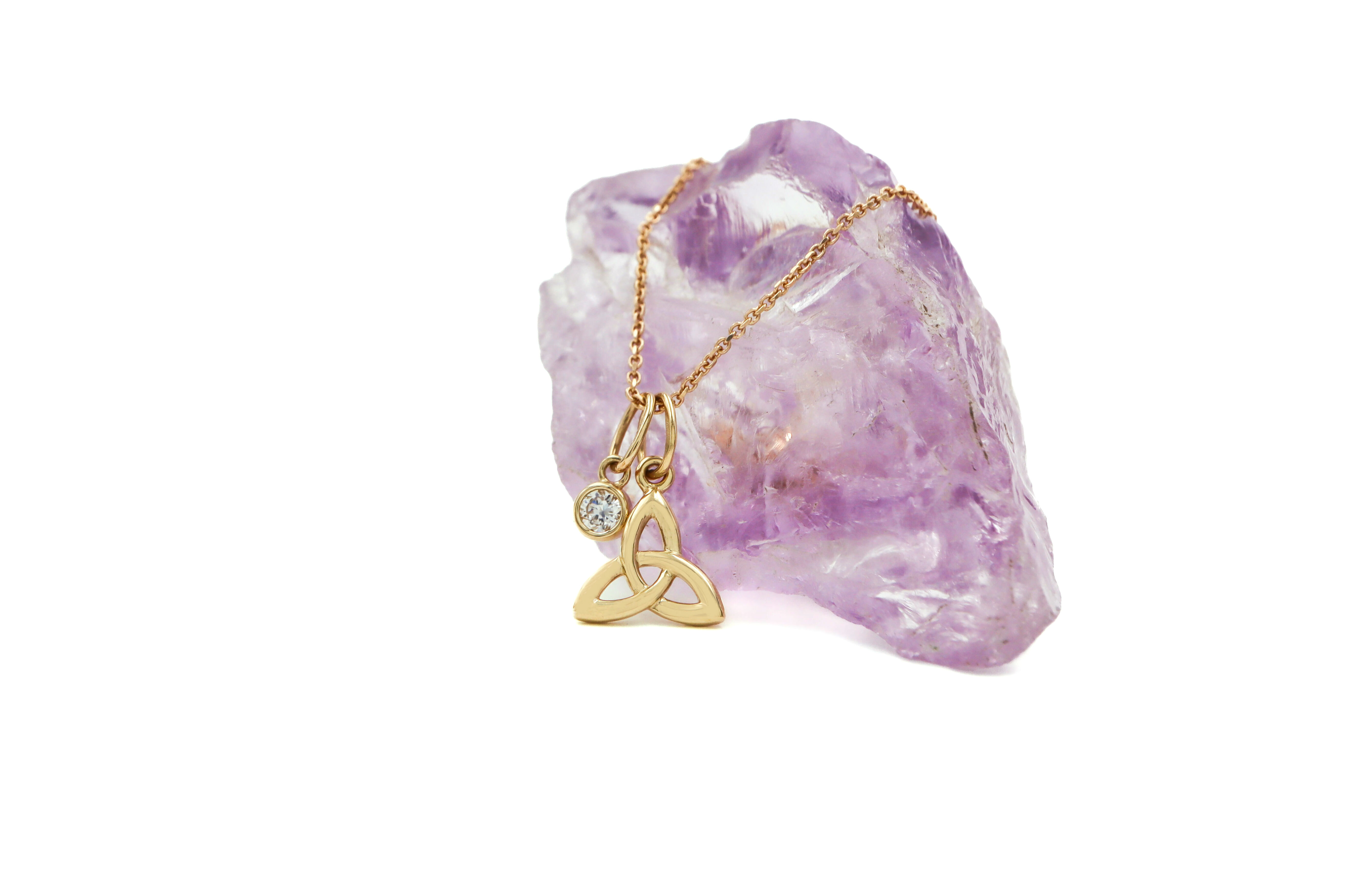 Real 14K Yellow Gold Trinity Knot Necklace For Women With a Polished Finish