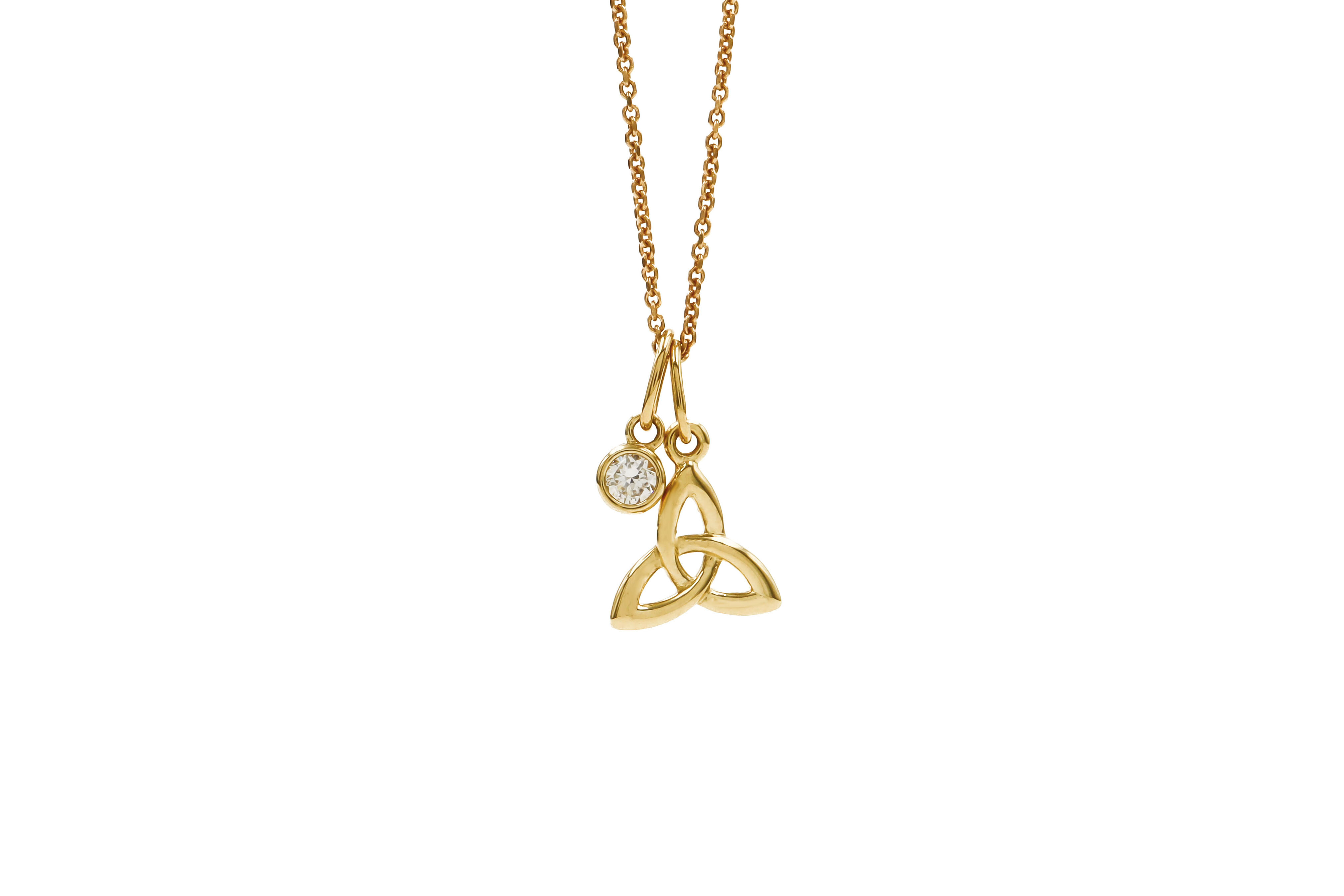 Real 14K Yellow Gold Trinity Knot Necklace With a Polished Finish For Women