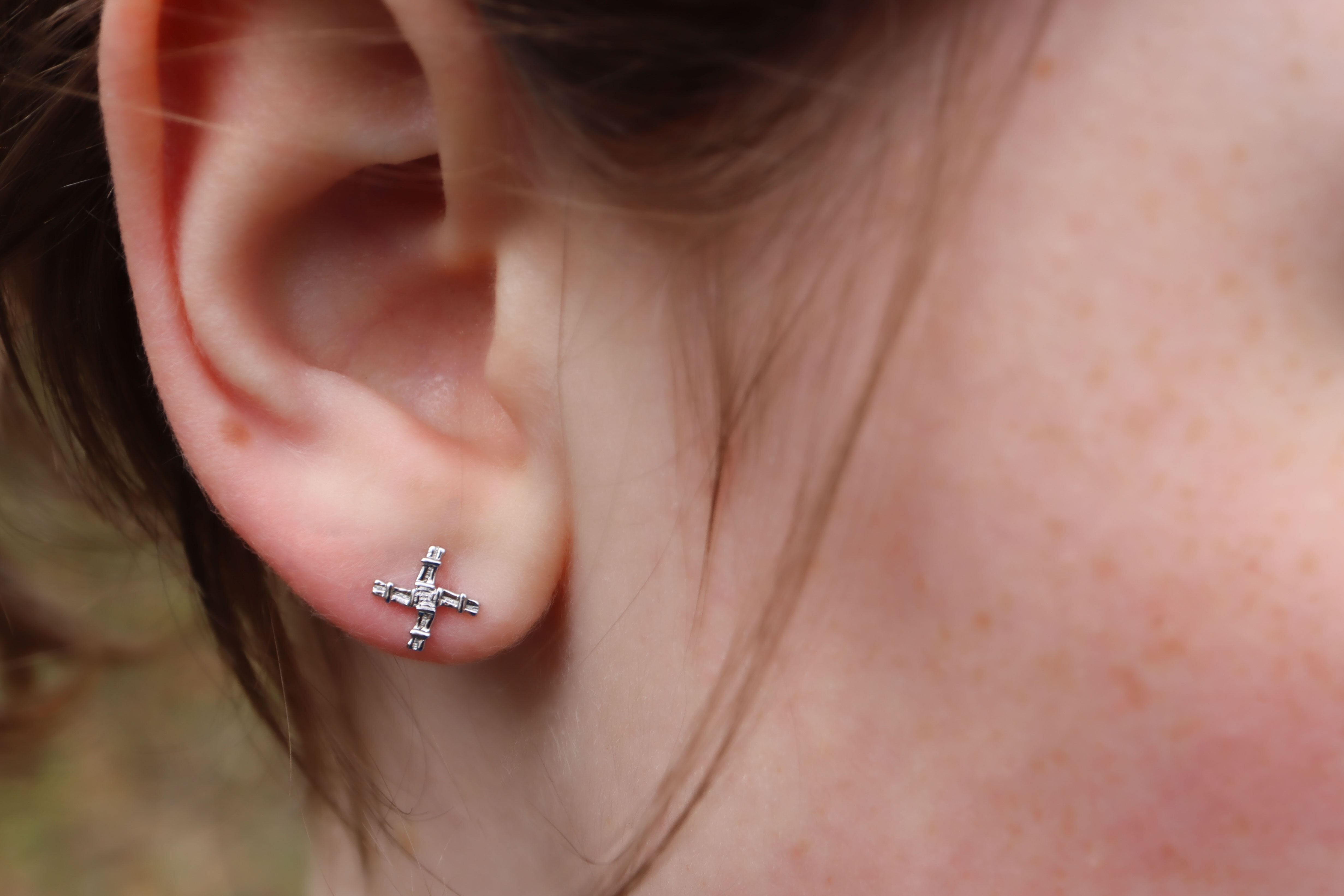 Petite St Brigids Cross Stud Earrings Sku 24095 model