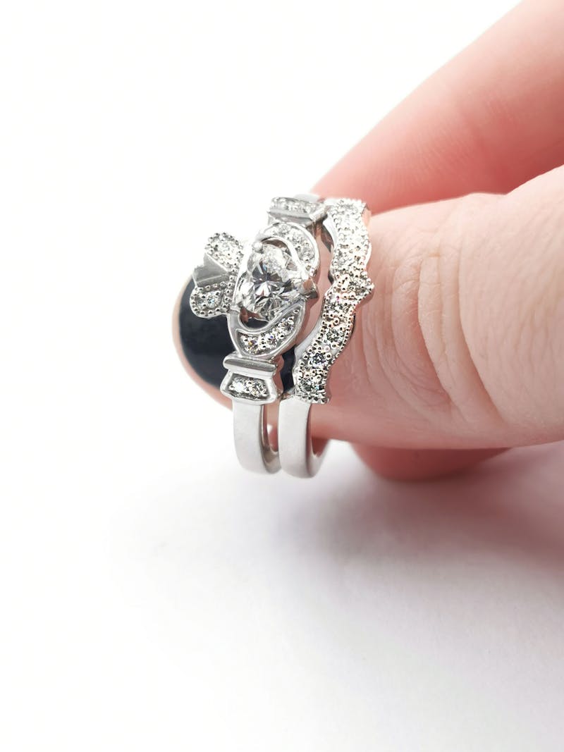 Classic Diamond Claddagh Engagement Ring, Made in Ireland