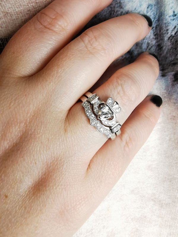 Irish Platinum Claddagh Engagement Ring For Women