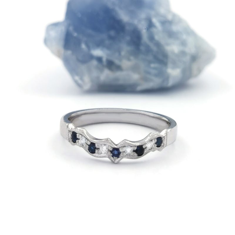 Platinum Ring set with Sapphires and Diamonds