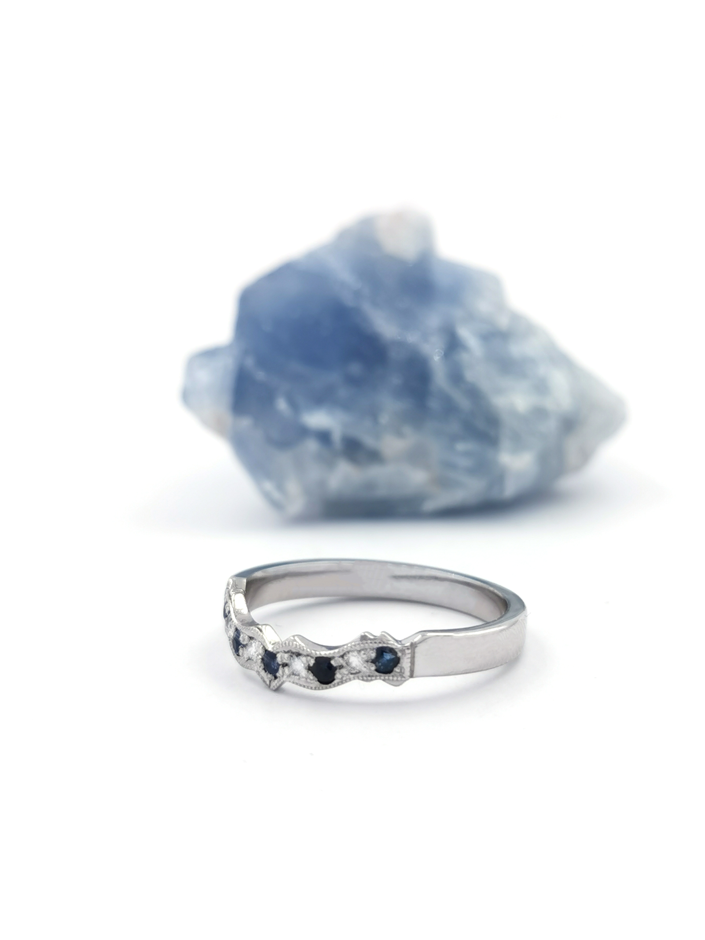 Platinum Ring set with Sapphires and Diamonds My Irish Jeweler