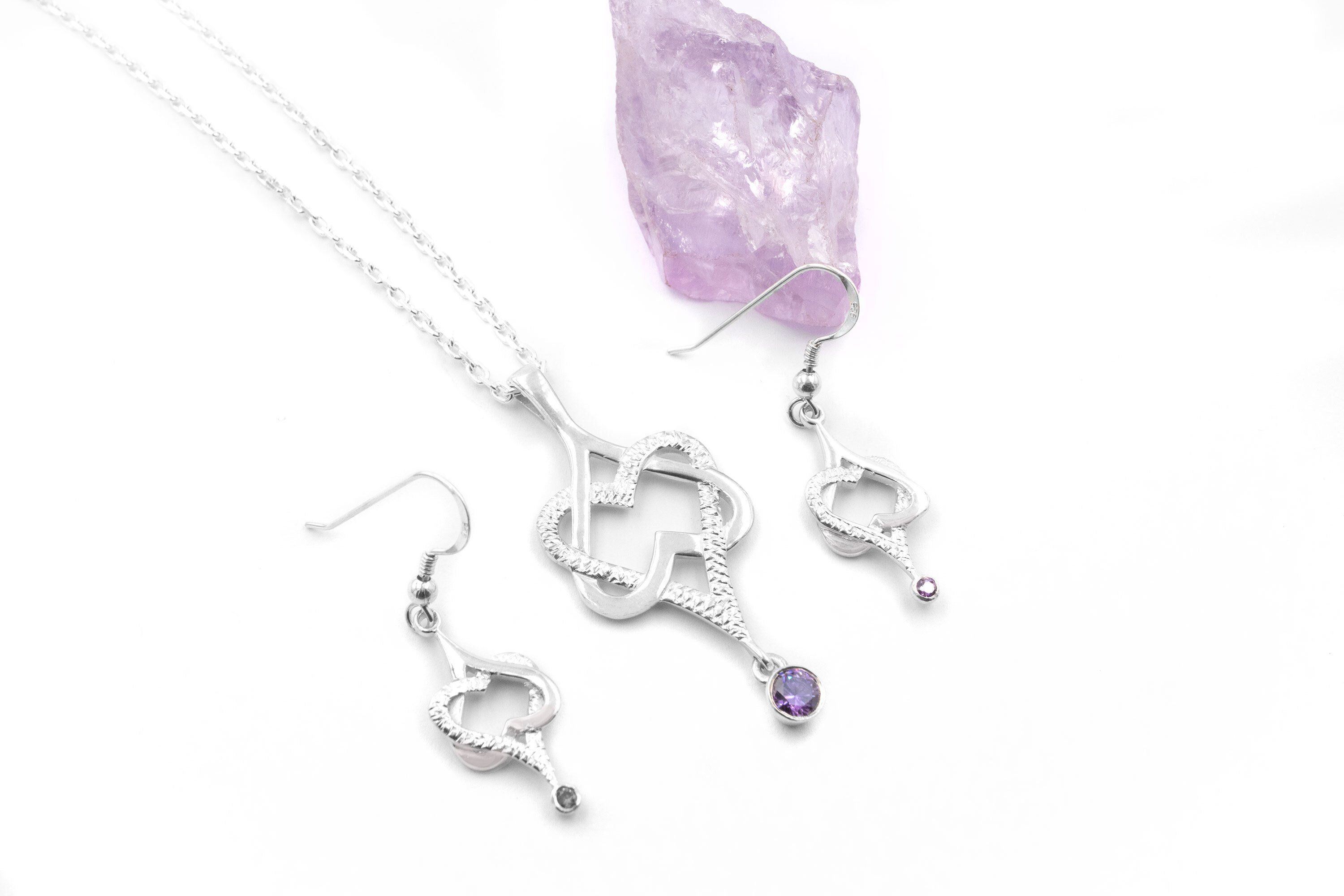 Womens Sterling Silver Trinity Knot & Celtic Knot Earrings