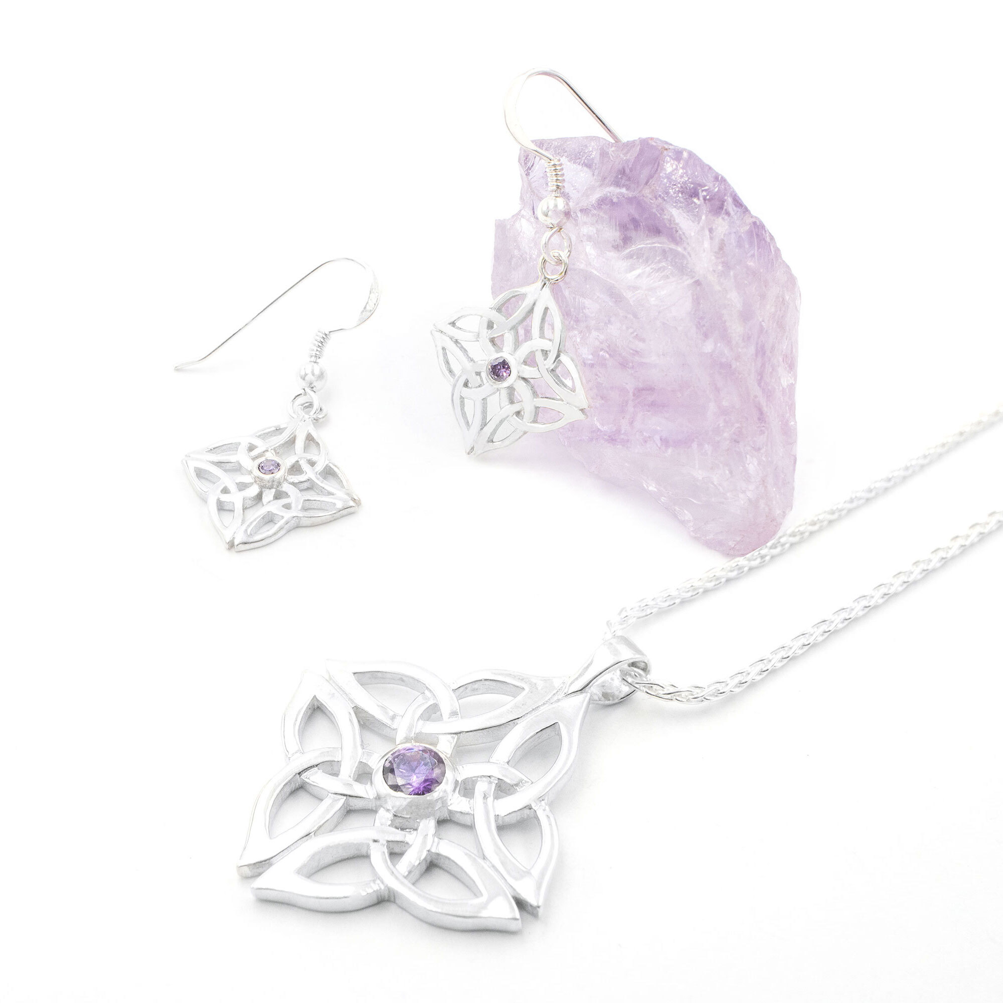 Womens Polished Celtic Knot Earrings in Real Sterling Silver