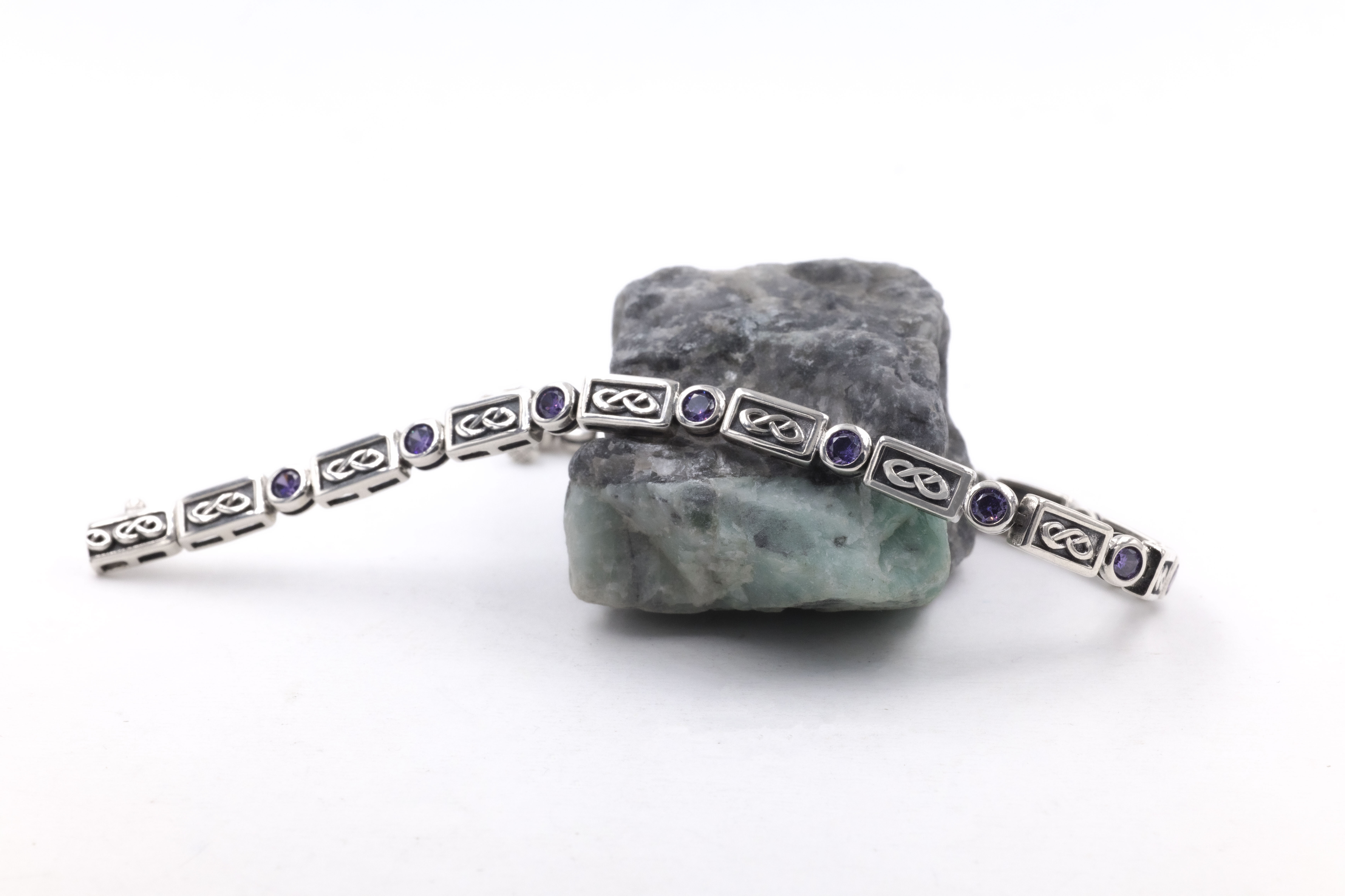 Womens Celtic Knot Bracelet in Sterling Silver With a Oxidised Finish
