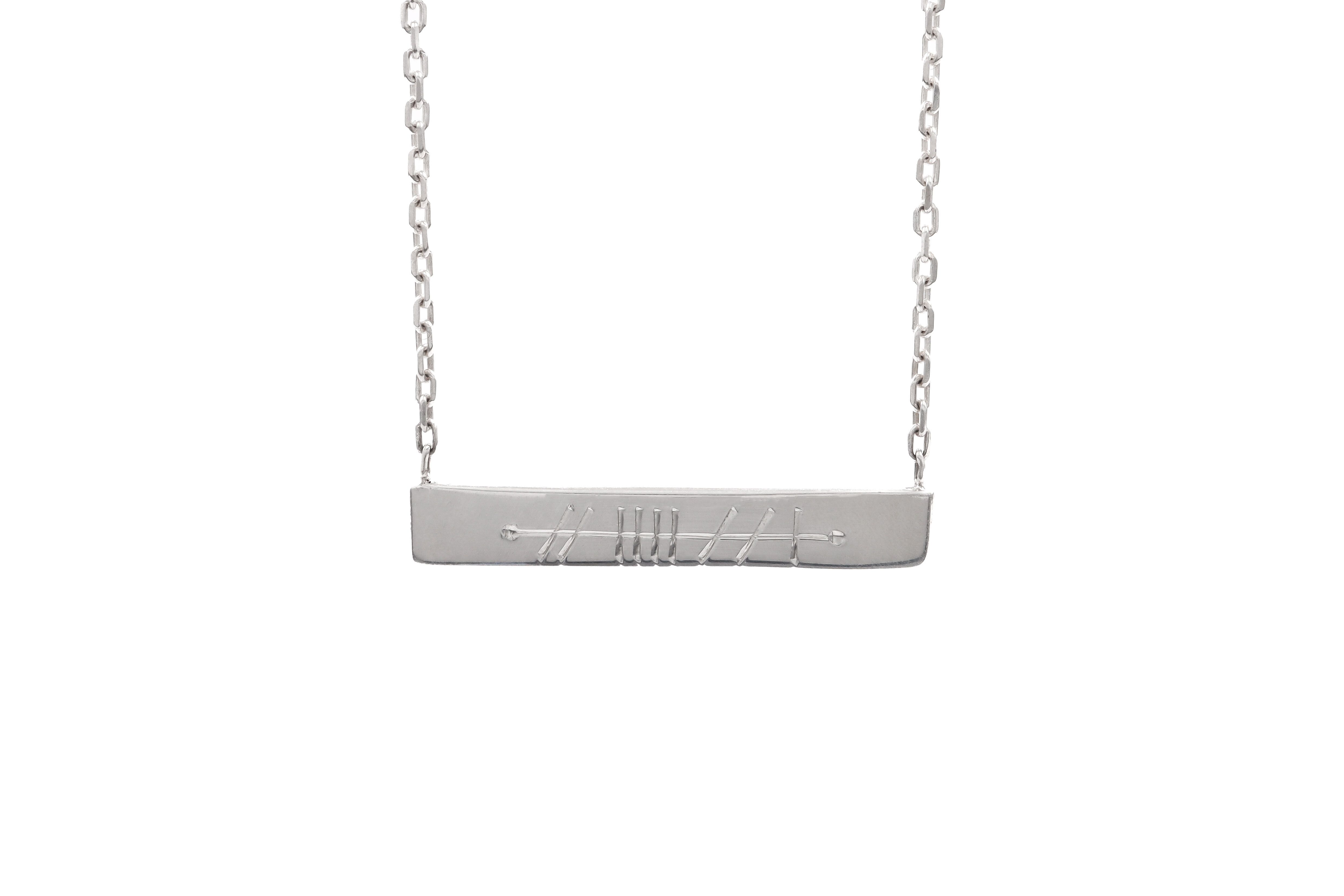 Rectangle Ogham Necklace White background