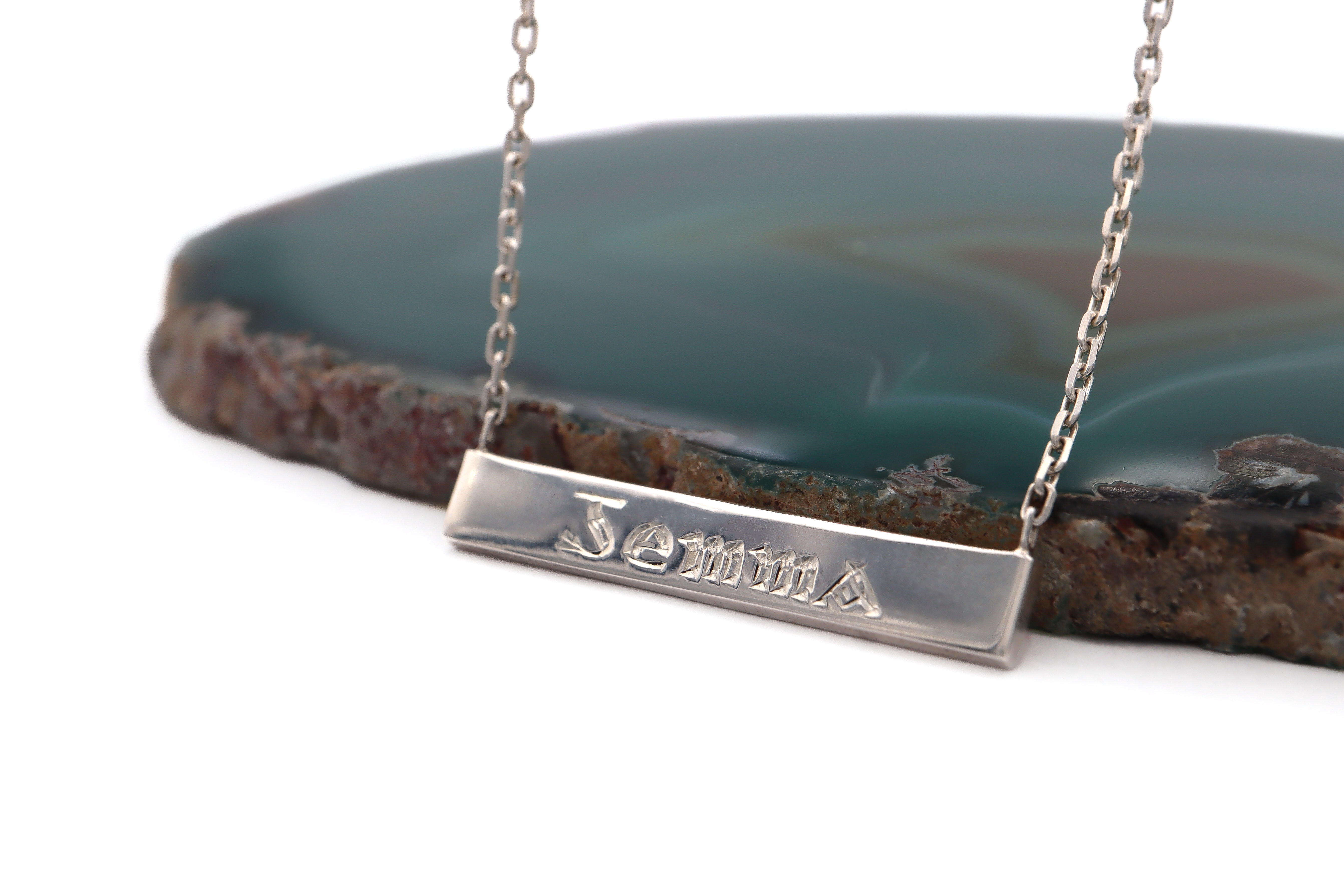 Rectangle Ogham Necklace back