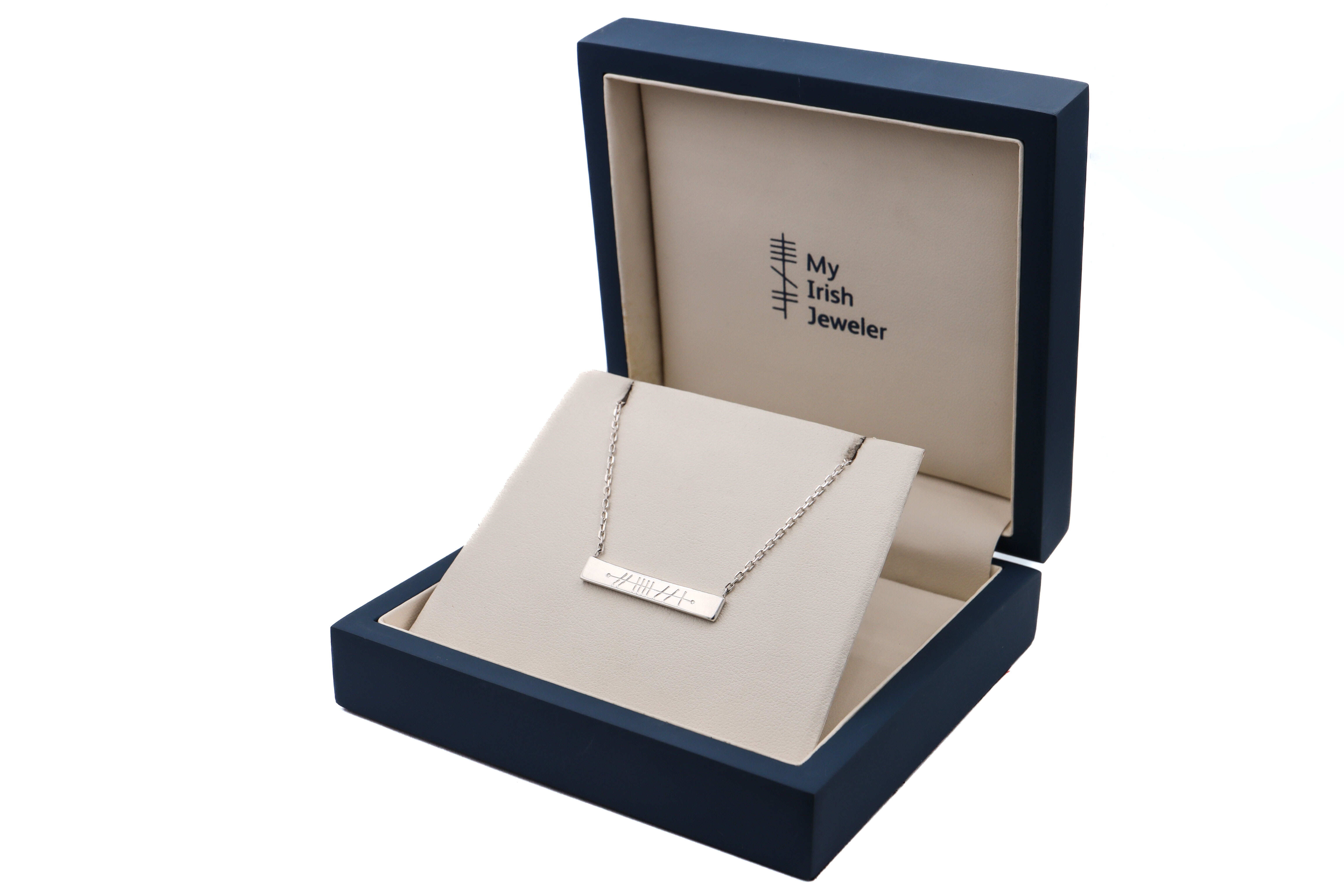 Rectangle Ogham Necklace box
