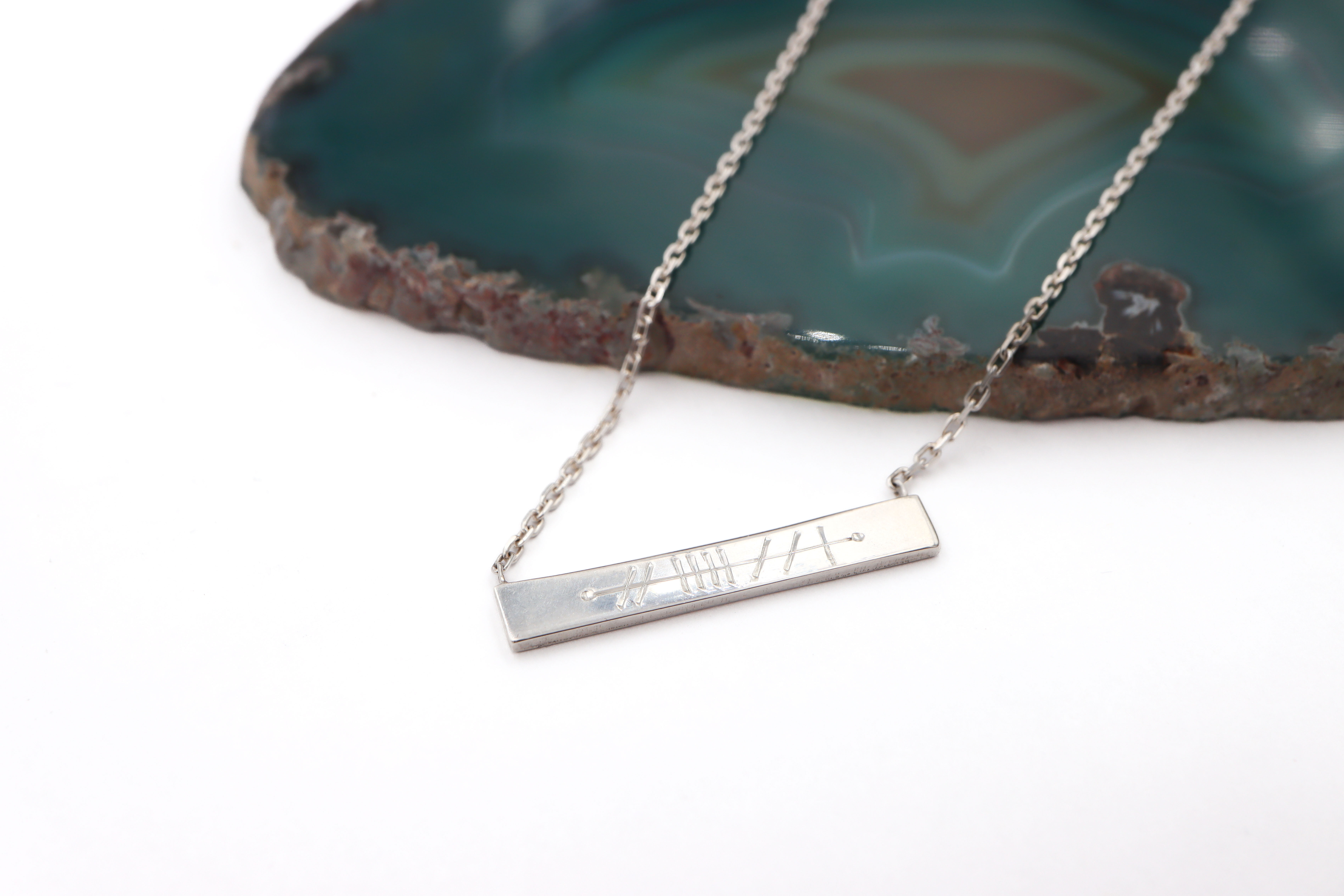 Rectangle Ogham Necklace side