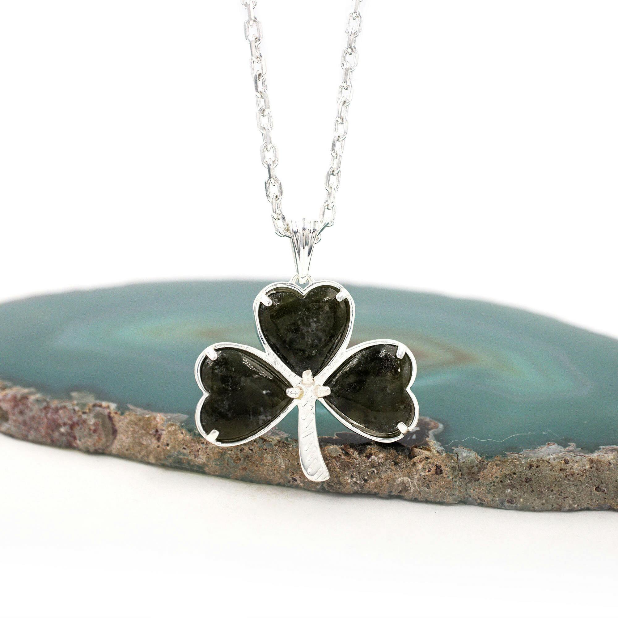 Connemara Marble Silver Shamrock Irish Pendant