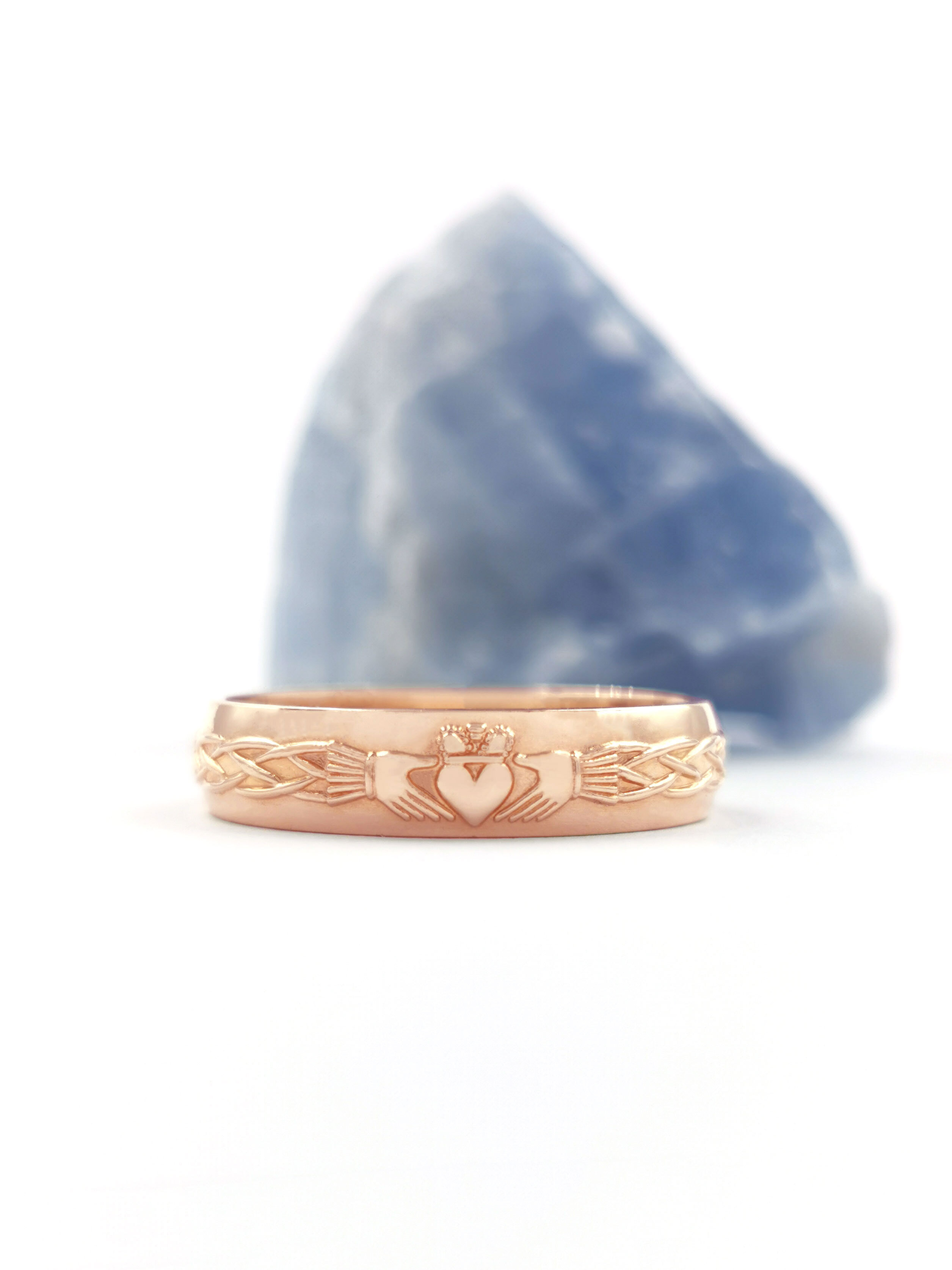 Polished Claddagh Gift Set in Real 18K Rose Gold