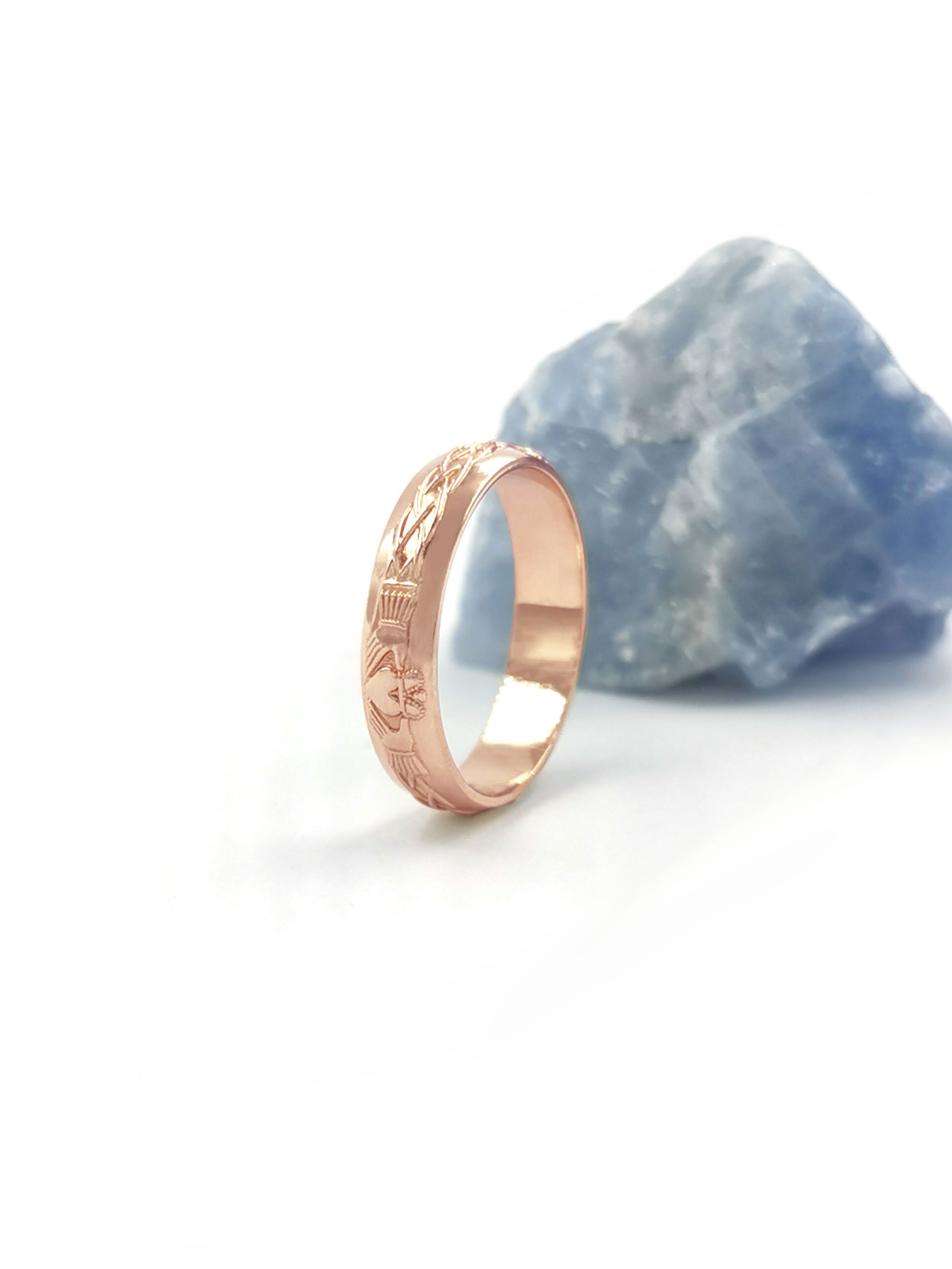 Womens 14K Rose Gold Claddagh & Celtic Knot Wedding Ring