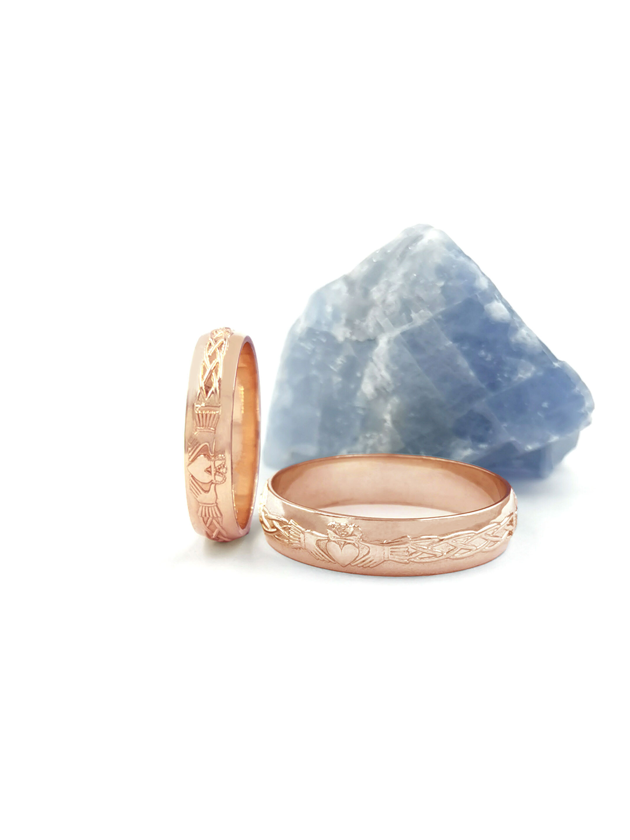 Womens Claddagh Ring in Real 14K Rose Gold