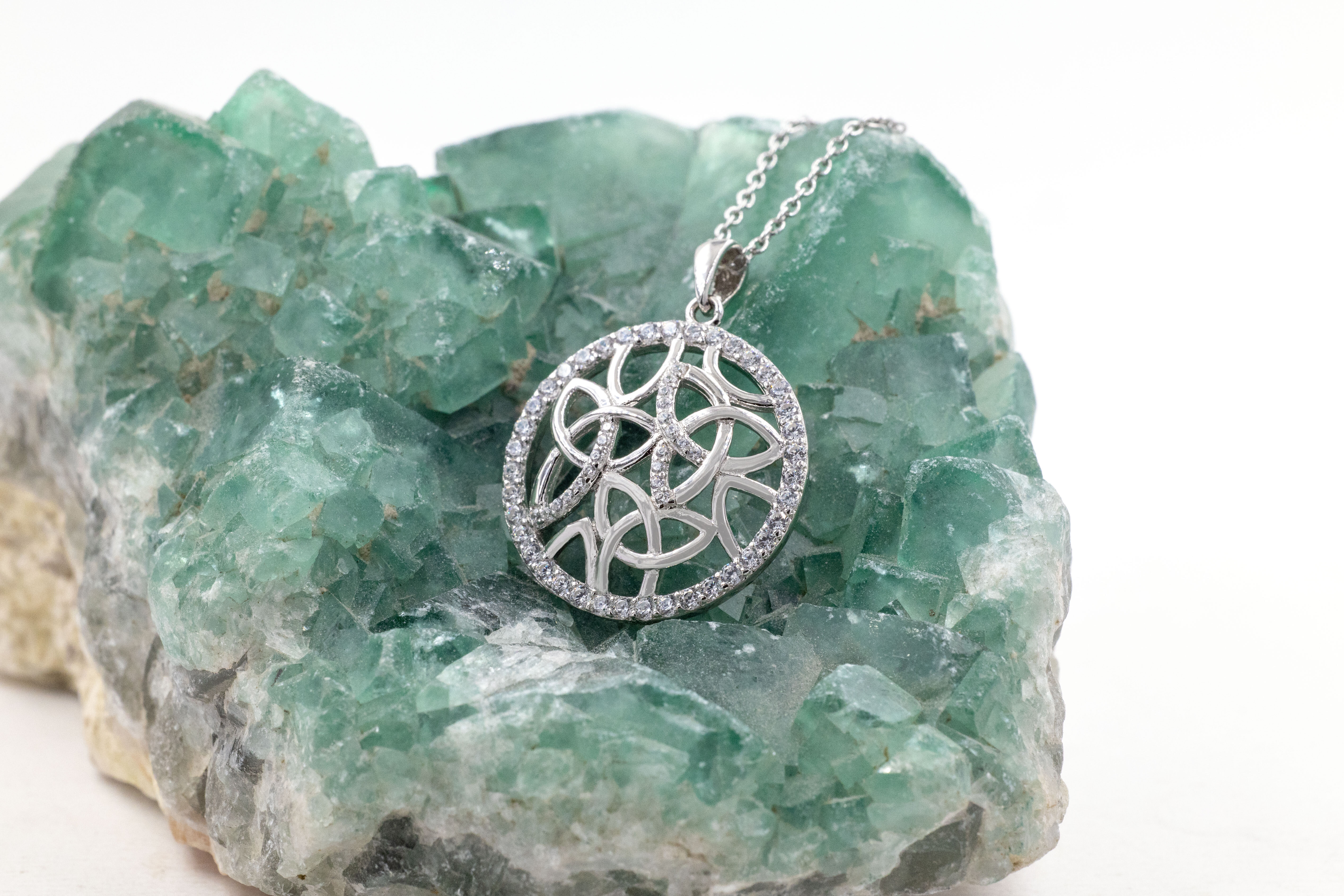 Aquamarine Sterling Silver Trinity Knot Pendant Necklace - 18" Chain, Genuine Gemstone Gift
