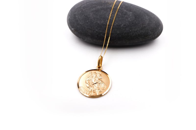 9K Yellow Gold Medals and Medallions & St Christopher Necklace