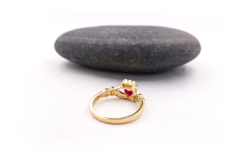Authentic Yellow Gold Claddagh Ring For Women With a Polished Finish