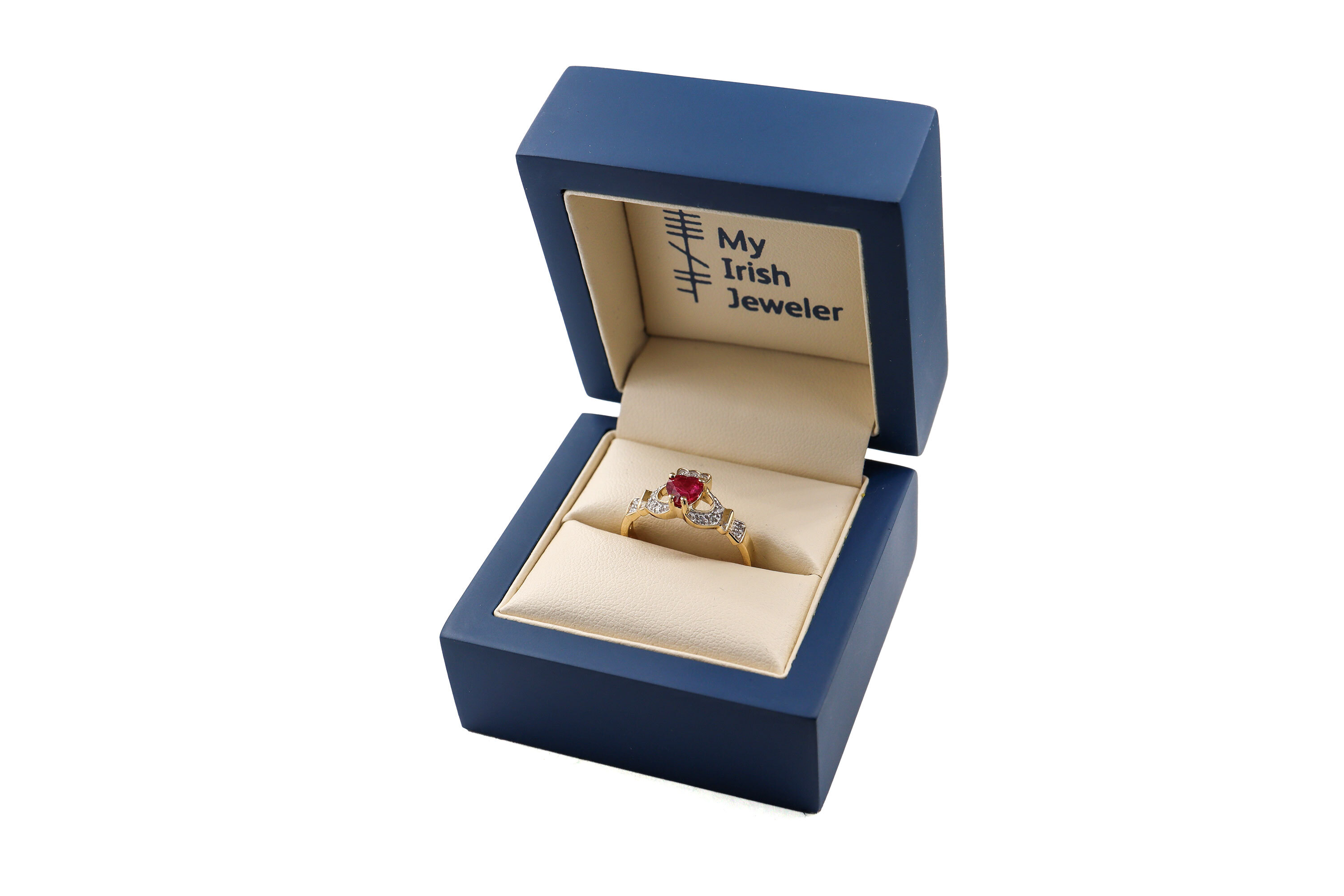 Womens Authentic Polished Yellow Gold Claddagh 2.5mm Ring