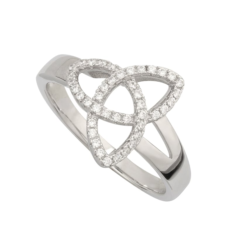 Sterling Silver CZ Trinity Knot Ring, From Ireland | My Irish Jeweler