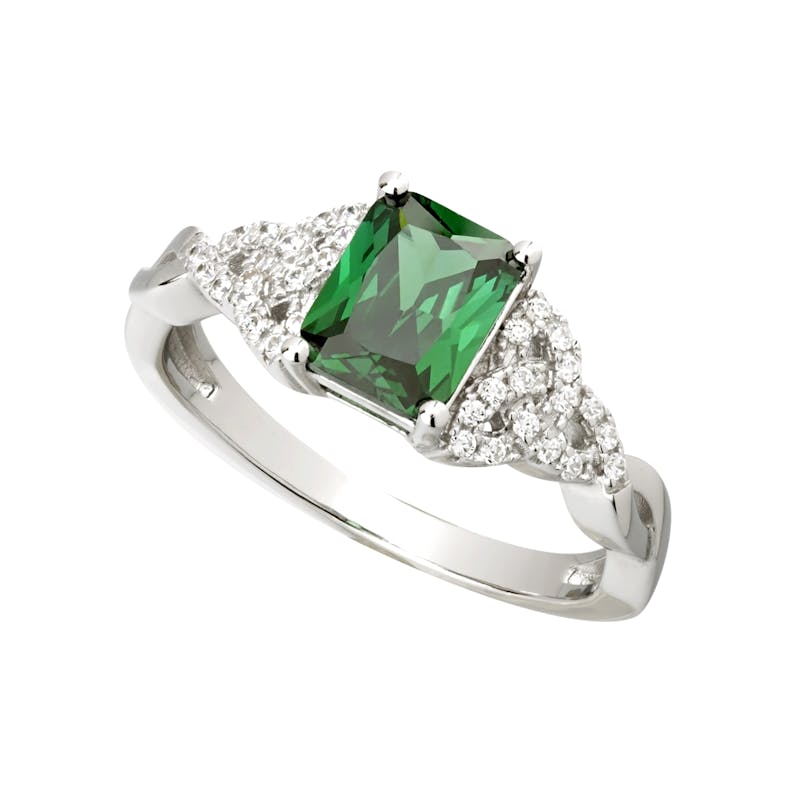 Emerald-Green Trinity Knot Ring