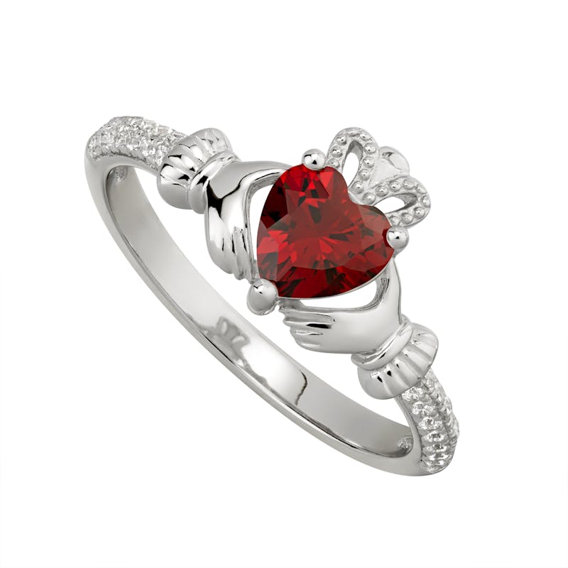 Womens Sterling Silver January Birthstone 2.0mm Ring